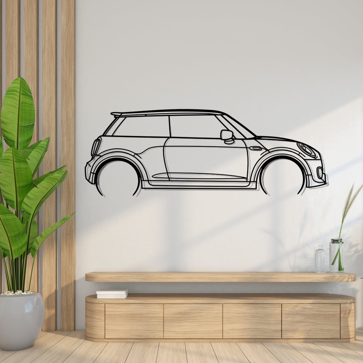 Mini Cooper JCW (2018-2021) - Perspetiva Lateral - Silhueta de Metal