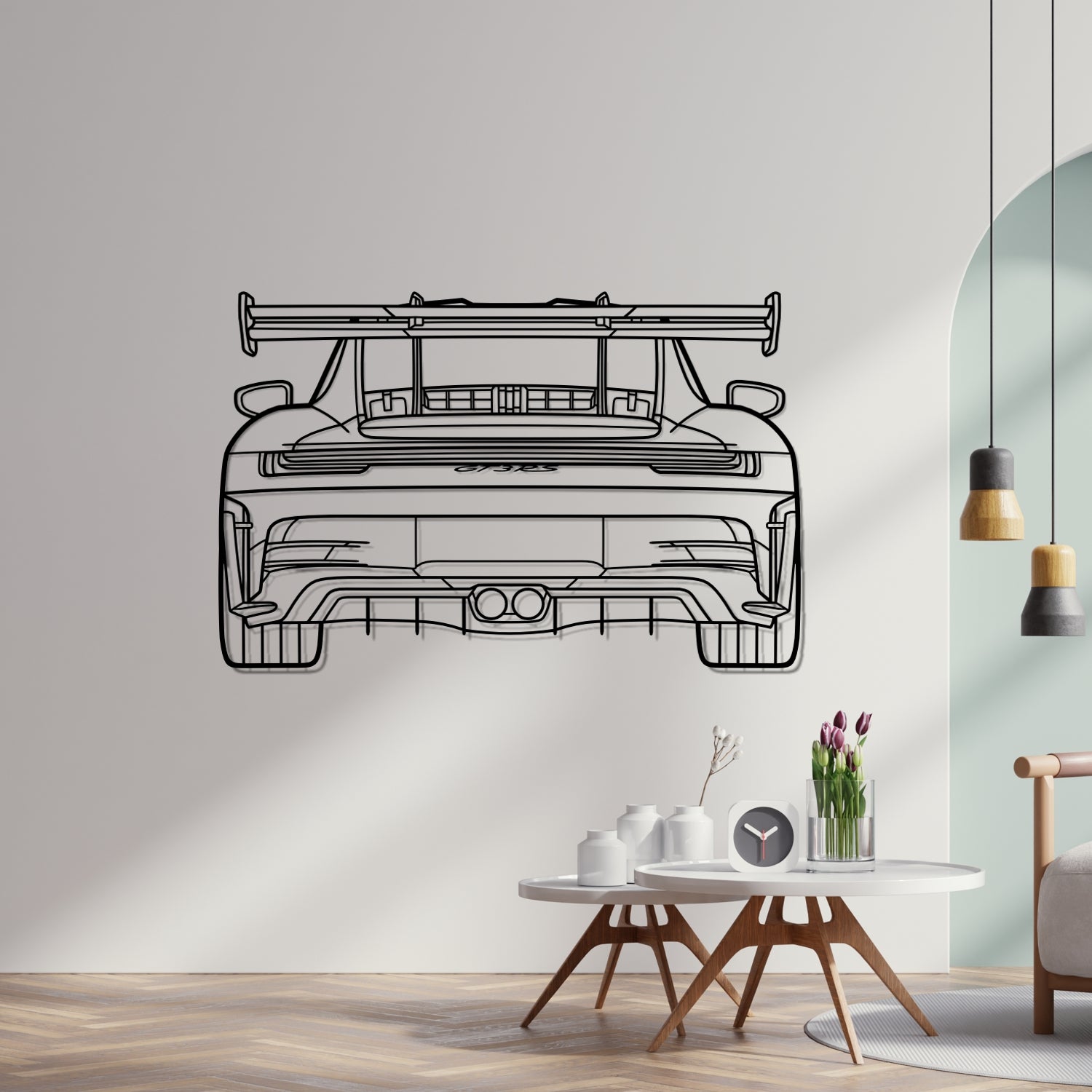 Porsche 911 992 GT3 RS (2022-2025) - Rear View - Metal Silhouette