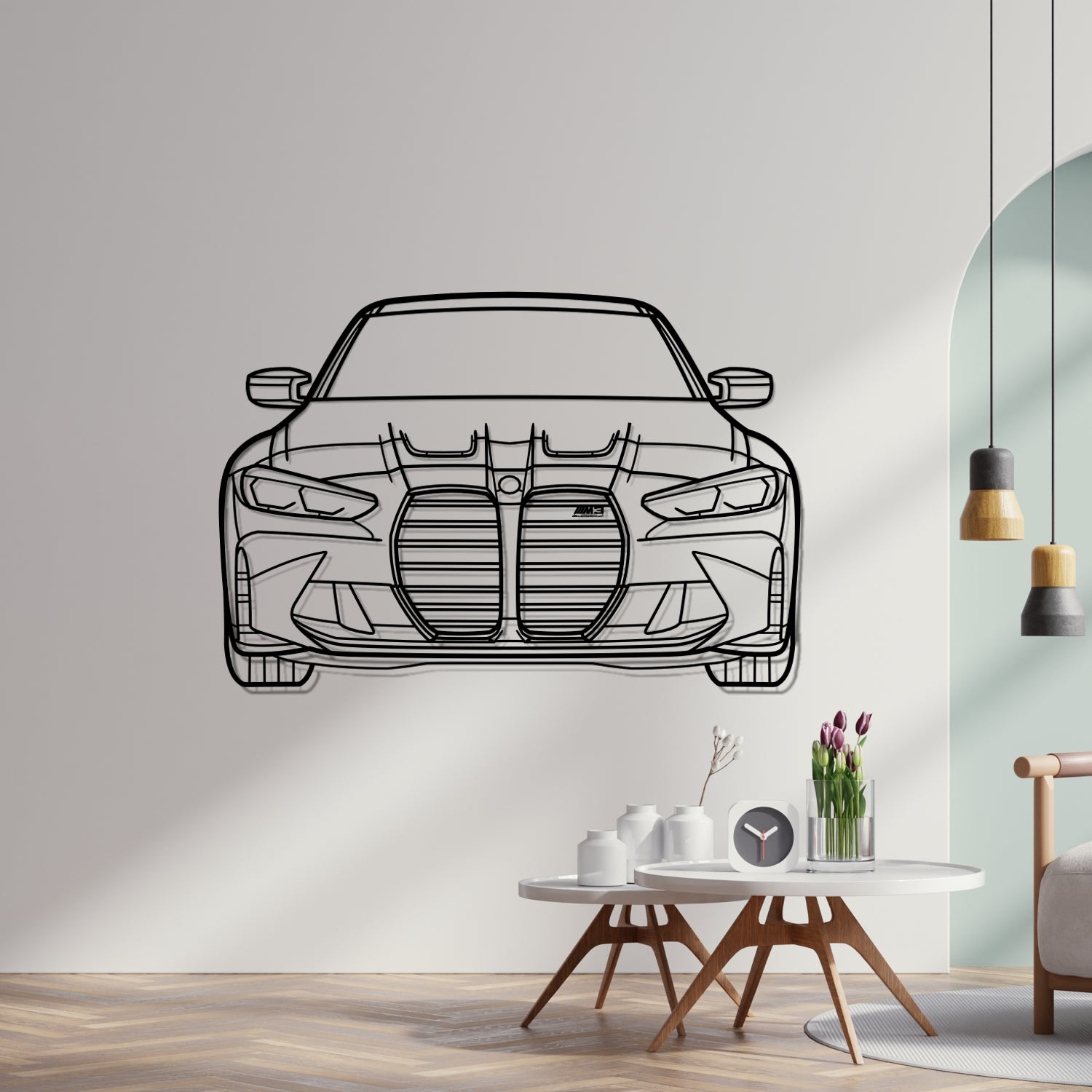 BMW M3 G80 (2020-2024) - Front Perspective - Metal Silhouette