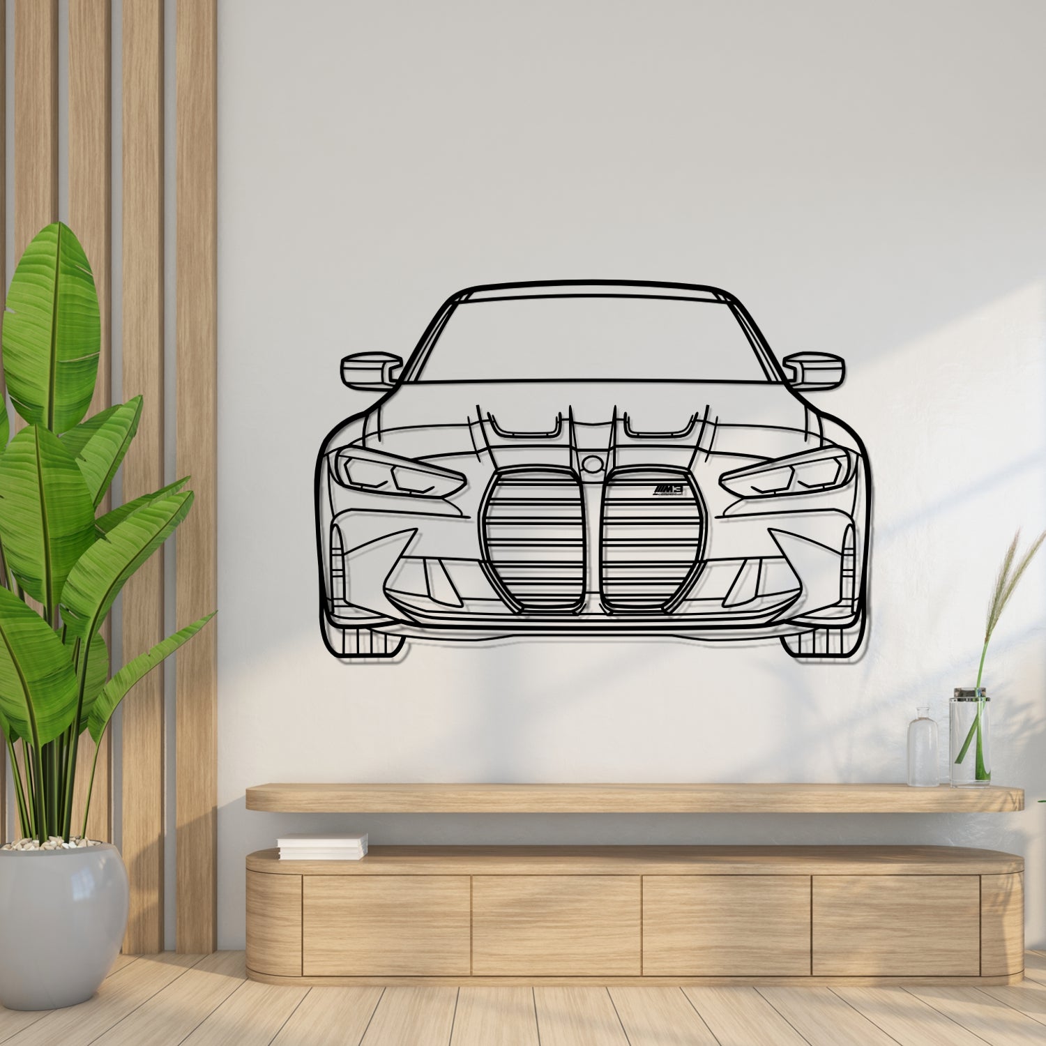 BMW M3 G80 (2020-2024) - Front Perspective - Metal Silhouette