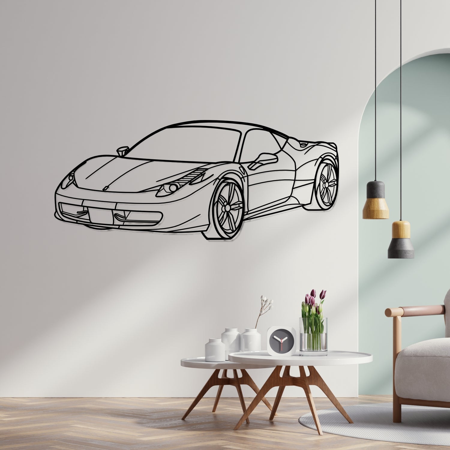 Caterham – 3D-Perspektive Front – Metallsilhouette