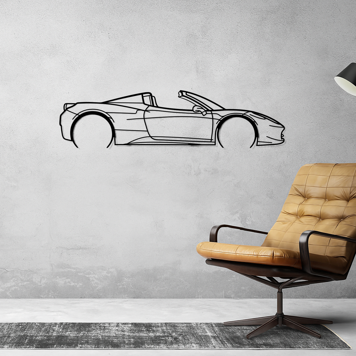 Ferrari 458 Spider (2011-2015) - Perspetiva Lateral - Silhueta de Metal