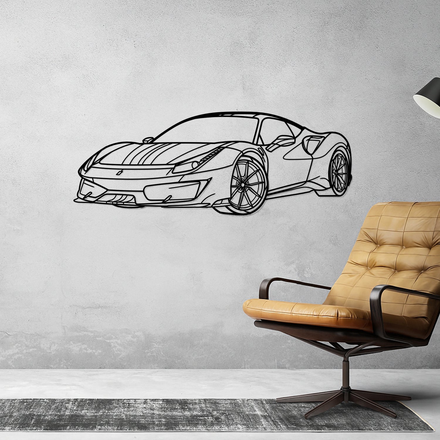 Ferrari 488 Pista (2018-2019) - Perspetiva 3D Frente - Silhueta de Metal