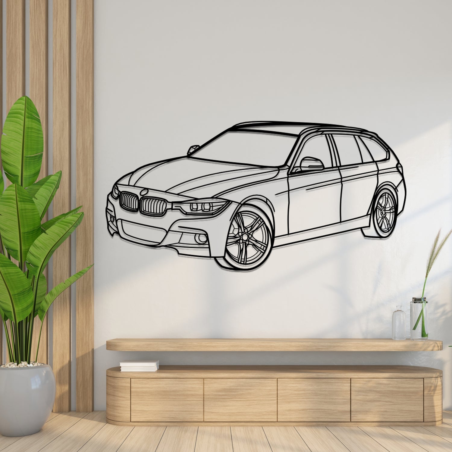 BMW 3 Series F31 (2012-2019) - 3D Perspective Front - Metal Silhouette