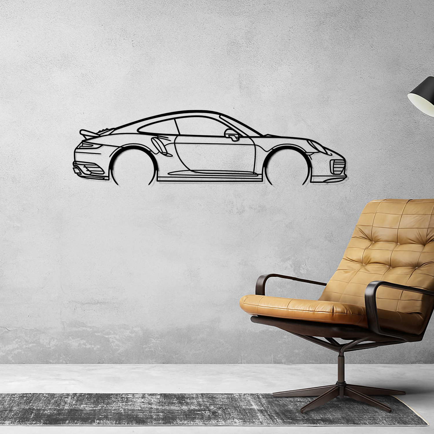 Porsche 911 991.1 Turbo S (2013-2016) – Seitenansicht – Metallsilhouette