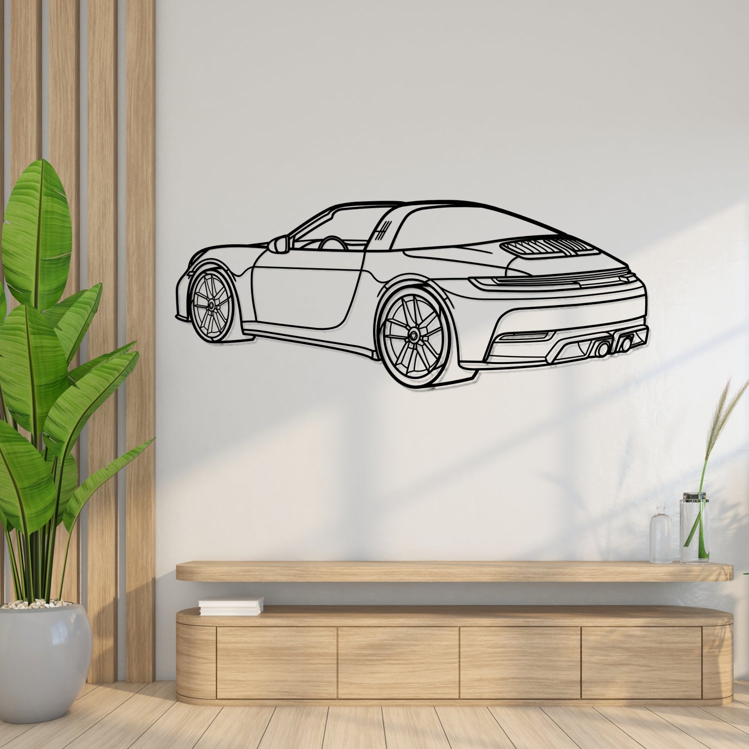 Porsche 911 992.2 Targa GTS (2024-2025) - Perspetiva 3D Traseira - Silhueta de Metal