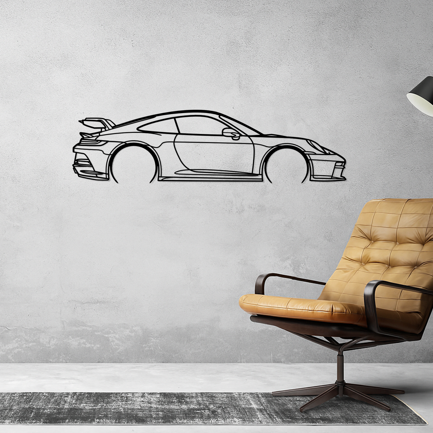 Porsche 911 992.1 GT3 (2019-2024) – Seitenansicht – Metallsilhouette