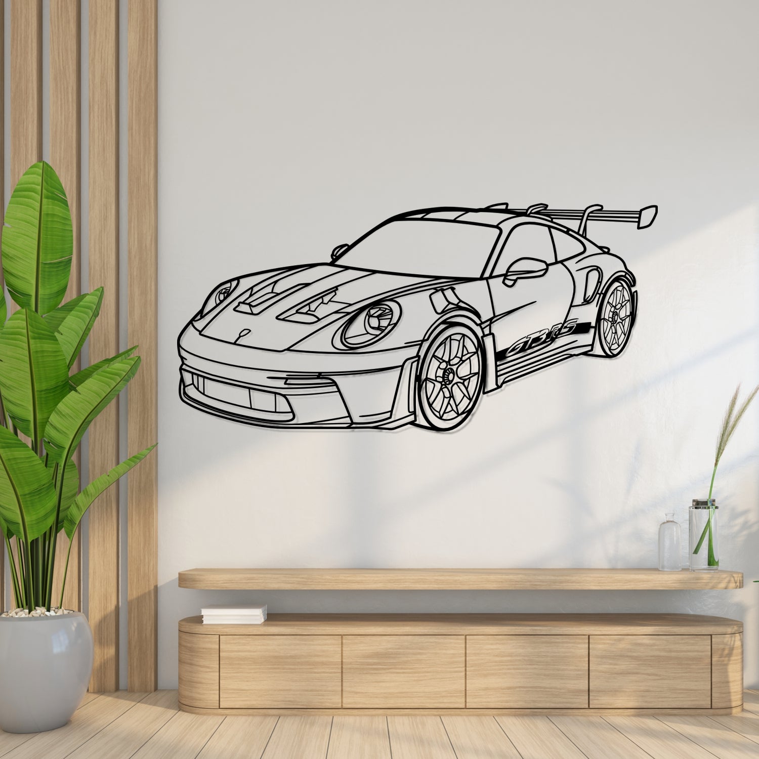 Porsche 911 992 GT3 RS Weissach Package (2022-2025) - Perspetiva 3D Frente - Silhueta de Metal