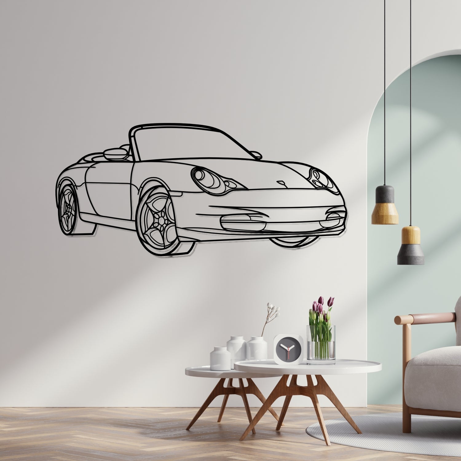 Porsche 911 991.2 GT3 RS (2018-2019) - 3D Perspective Front - Metal Silhouette