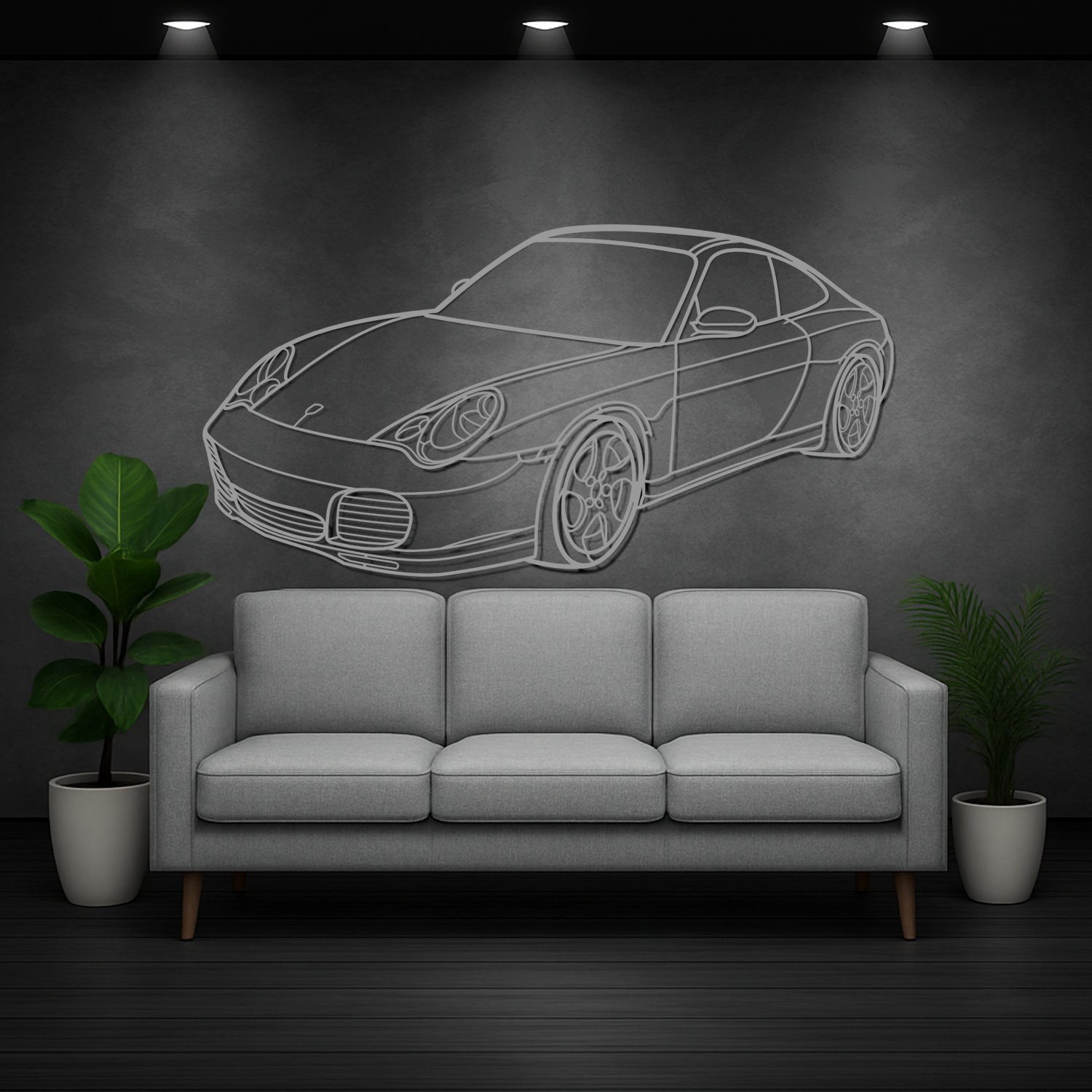 Porsche 911 991.2 GT3 RS (2018-2019) - 3D Perspective Front - Metal Silhouette