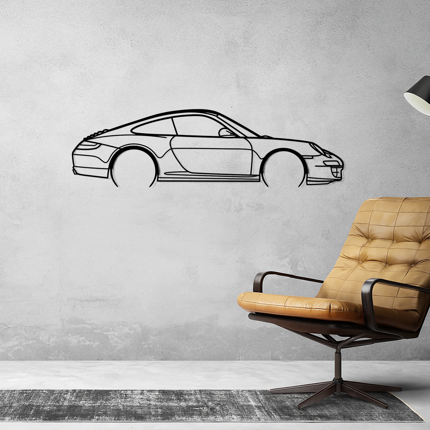 Porsche 911 997 Carrera (2004-2012) - Side View - Metal Silhouette