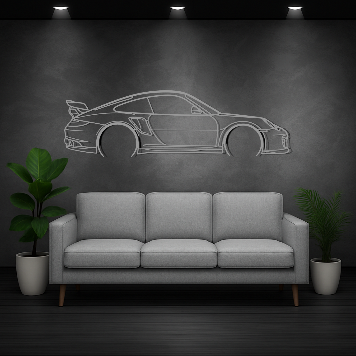 Porsche 911 997 GT2 RS (2010-2011) – Seitenansicht – Metallsilhouette