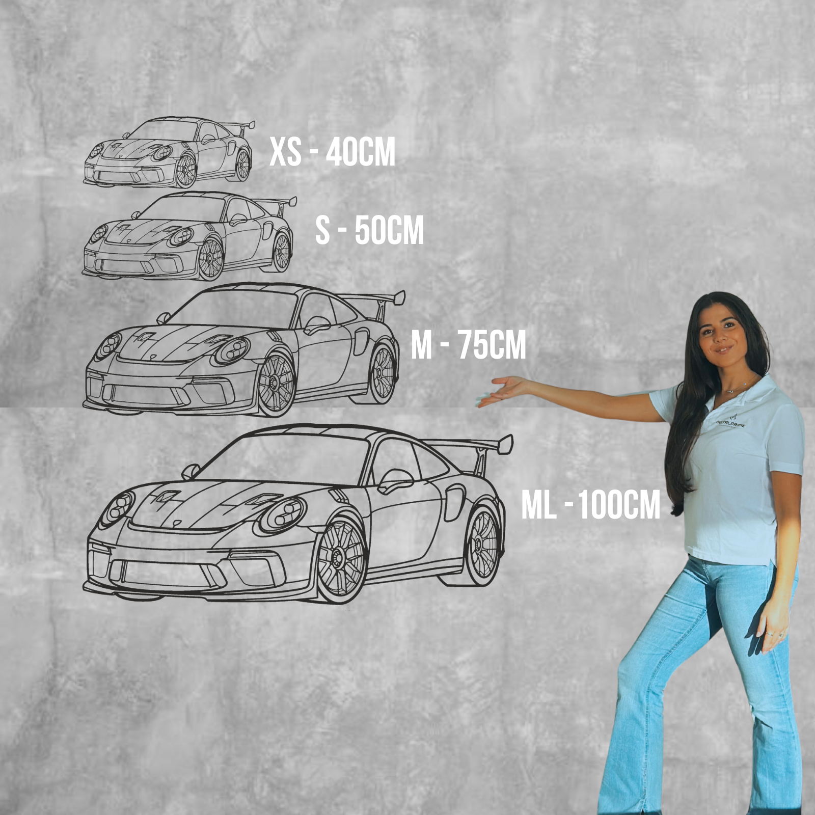 Aston Martin Vantage (2008-2017) - 3D Perspective Front - Metal Silhouette