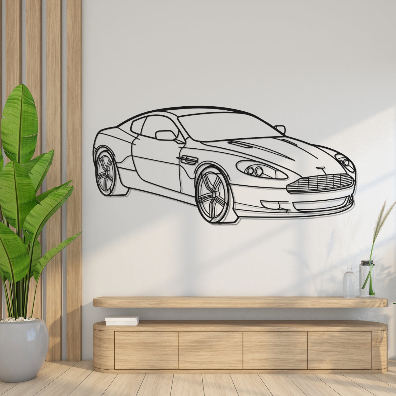 Aston Martin DB9 (2004-2016) - Perspetiva 3D Frente - Silhueta de Metal