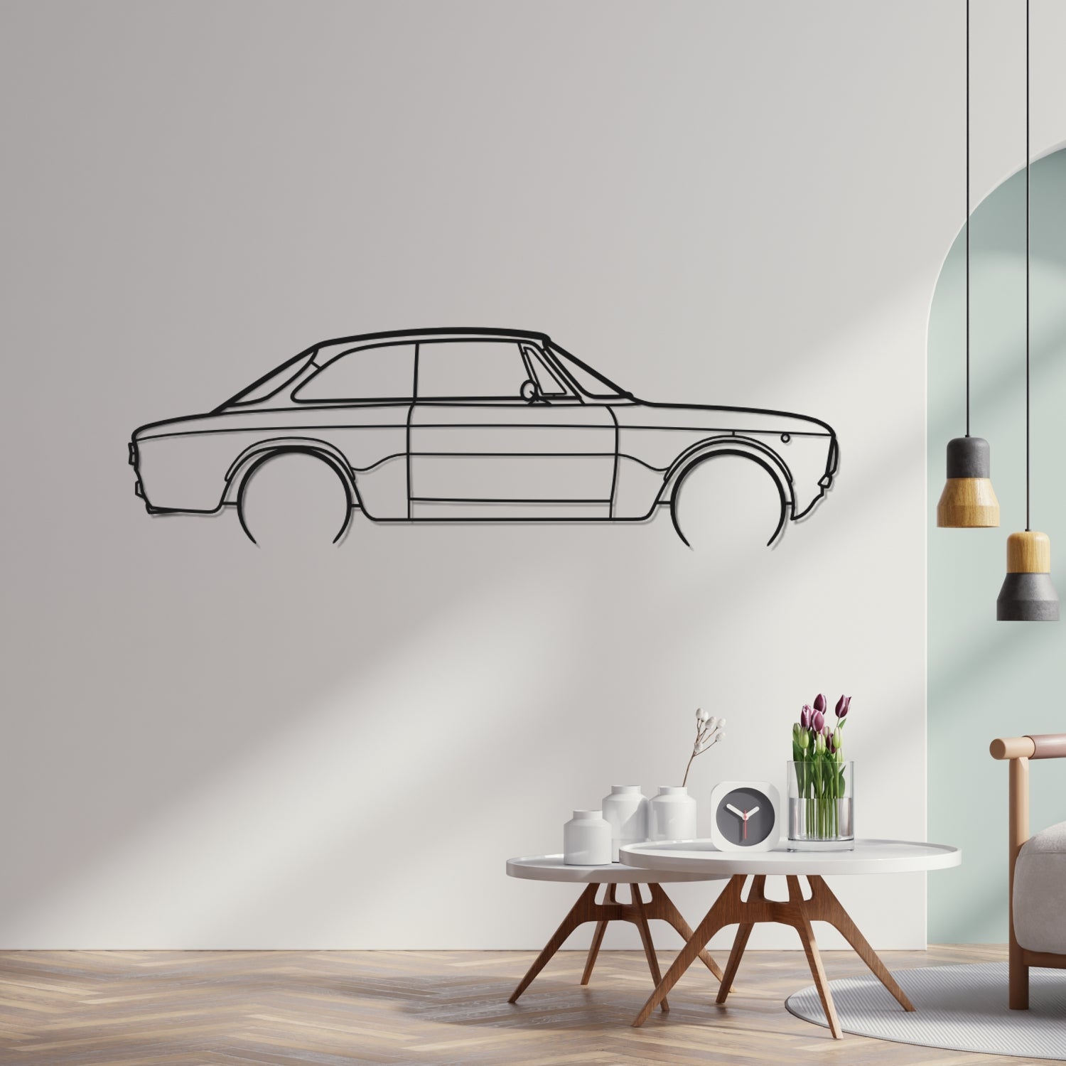 Abarth Punto Side View - Metal Wall Silhouette