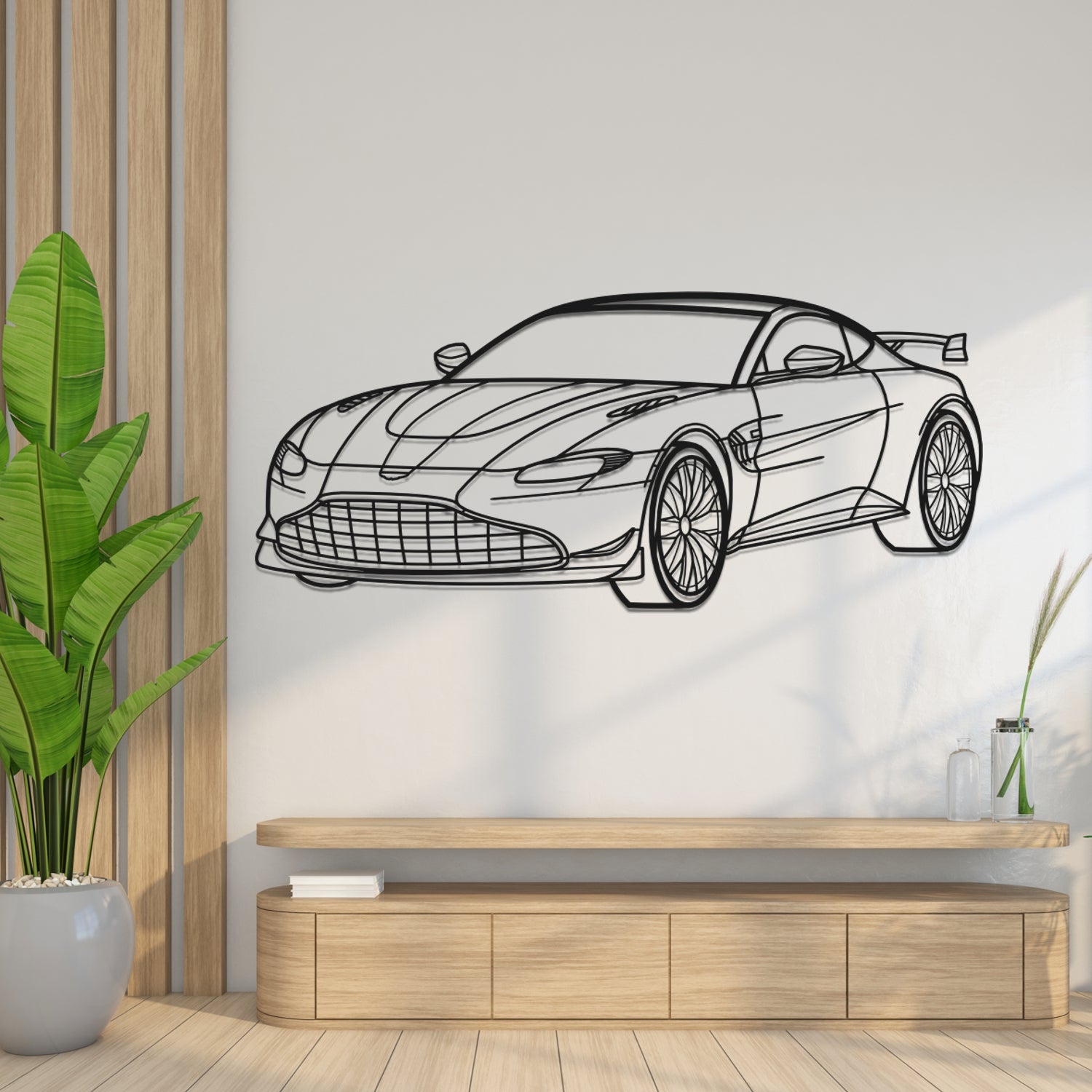 Aston Martin Vantage F1 Edition (2021-2023) - 3D Perspective Front - Metal Silhouette