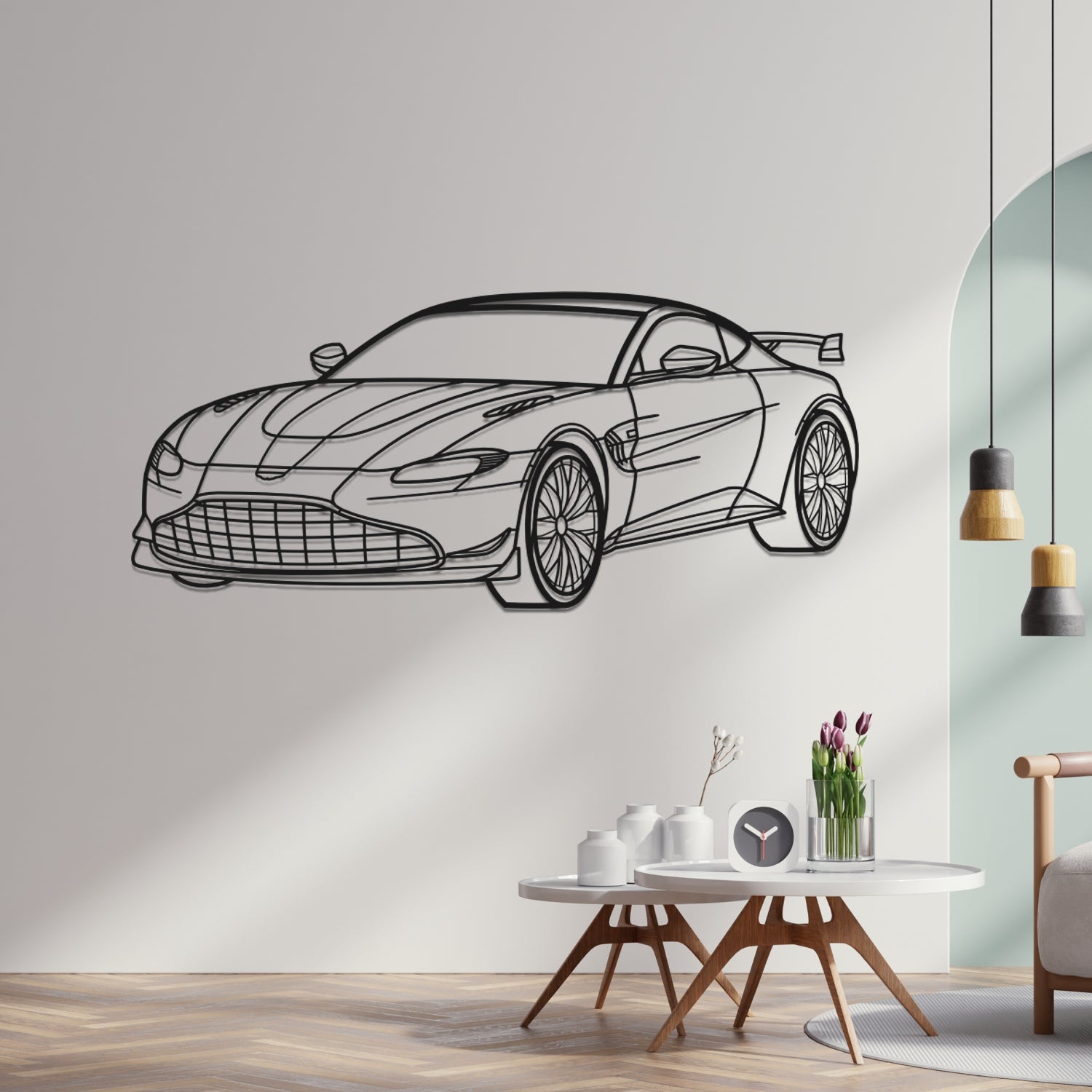 Aston Martin Vantage F1 Edition (2021-2023) - 3D Perspective Front - Metal Silhouette