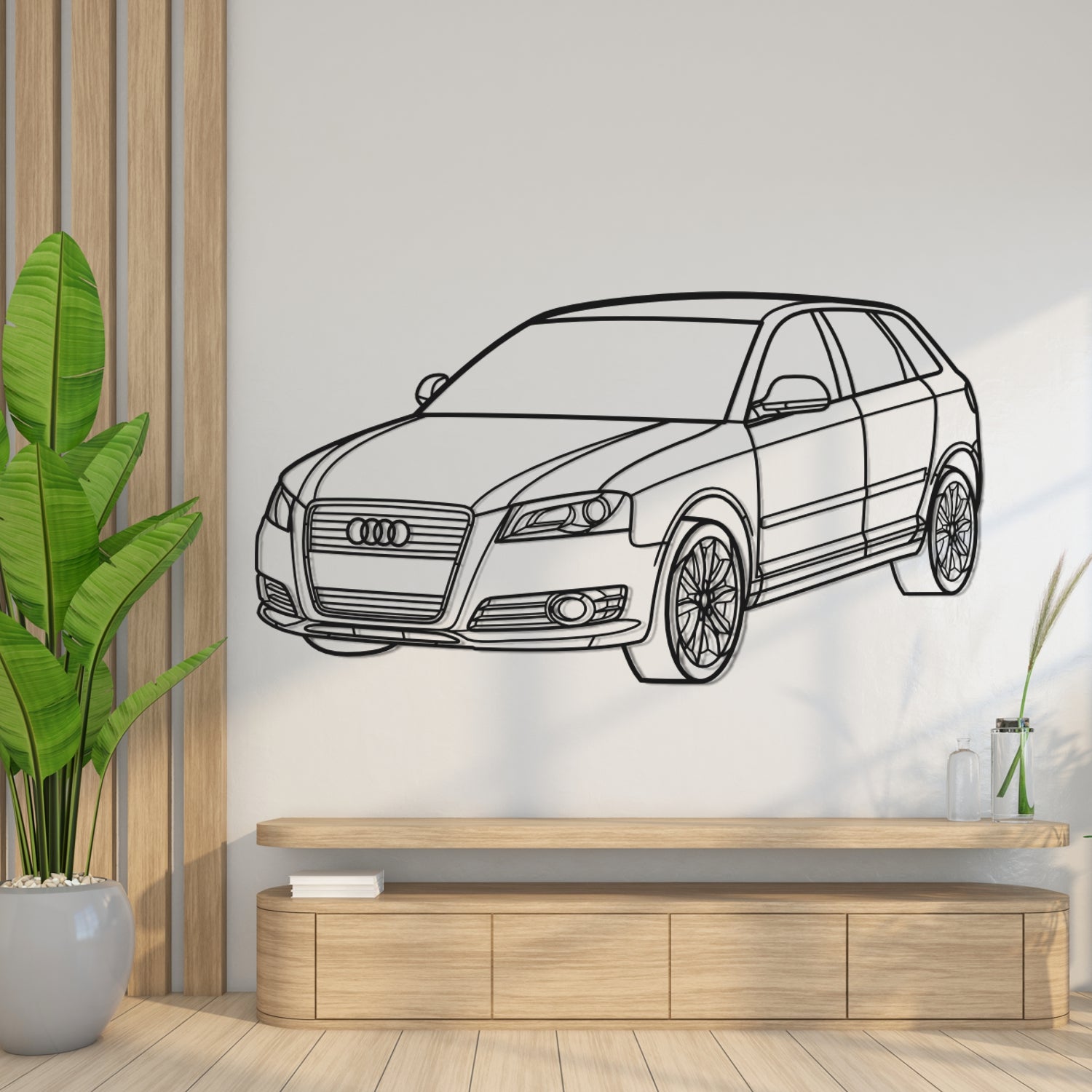 Audi A3 (2008-2012) - Perspetiva 3D Frente - Silhueta de Metal