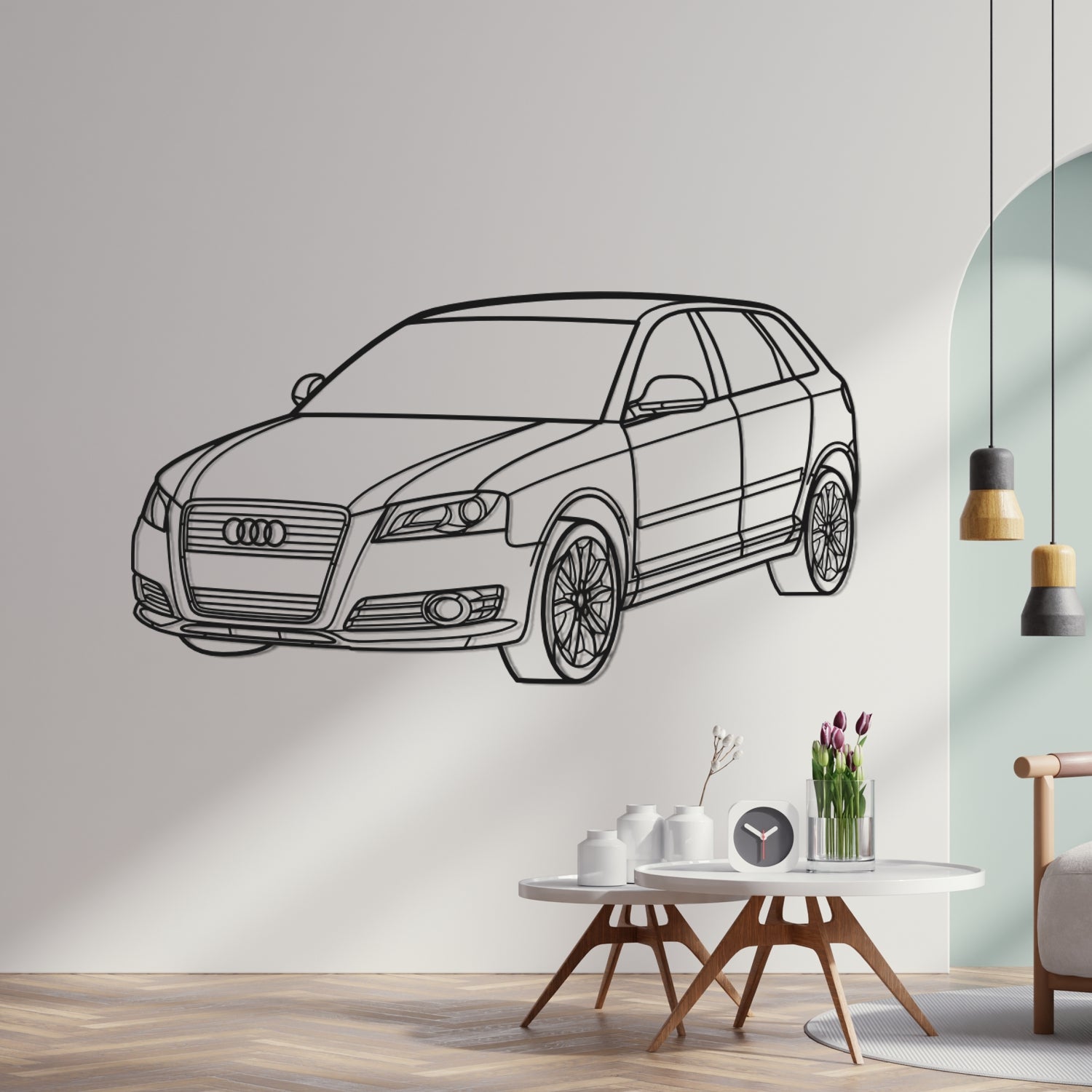 Audi A3 (2008-2012) - Perspetiva 3D Frente - Silhueta de Metal
