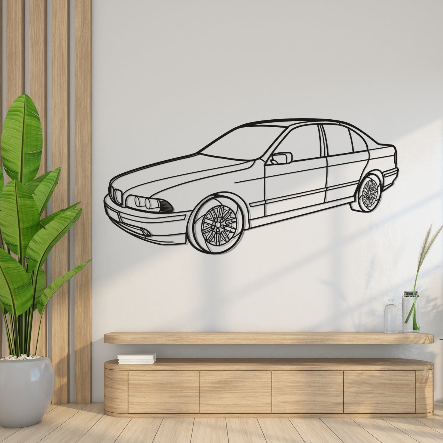 BMW Serie 5 E39 (1995-2003) - Front 3D Perspective - Metal Silhouette