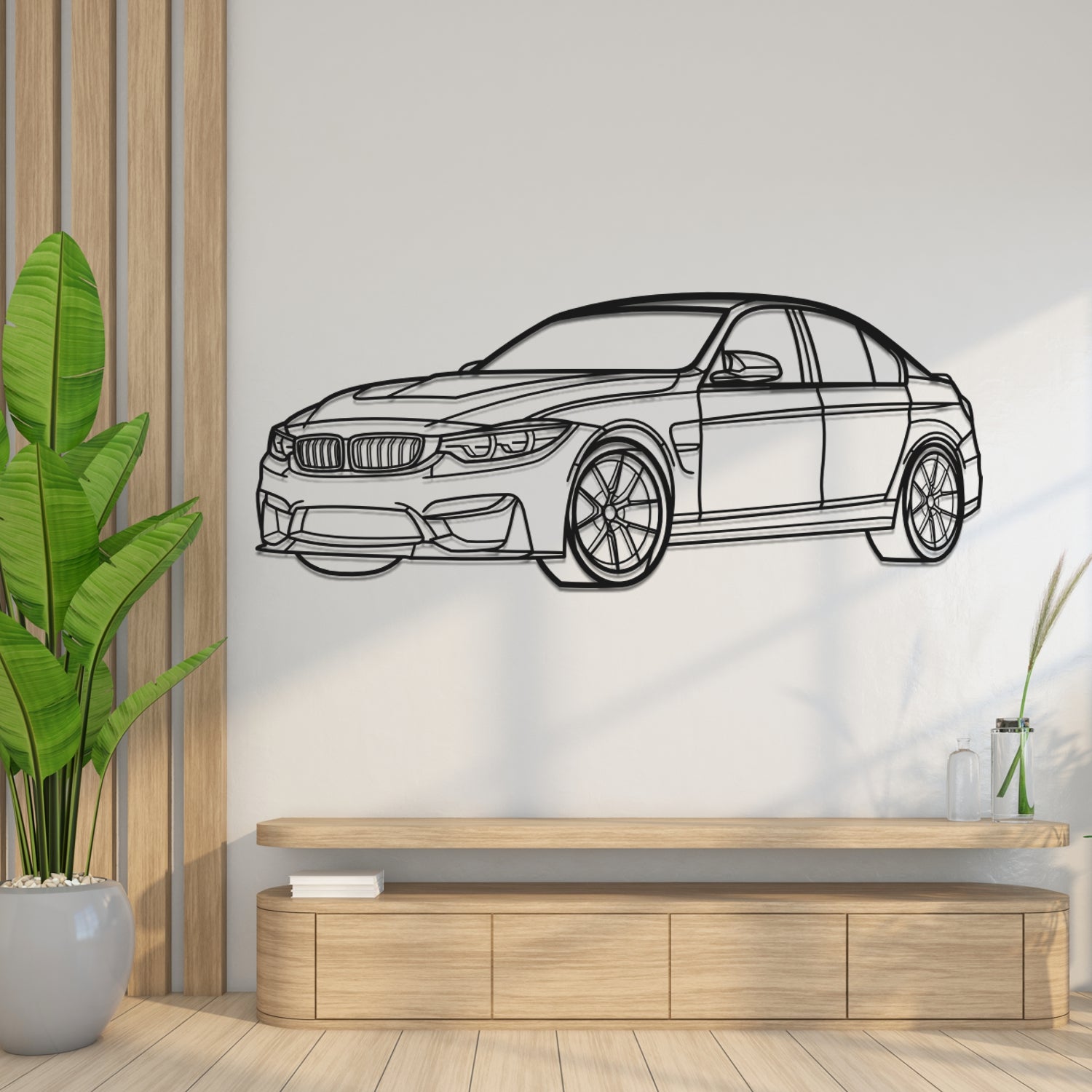 BMW M3 CS F80 (2018-2019) - 3D Perspective Front - Metal Silhouette