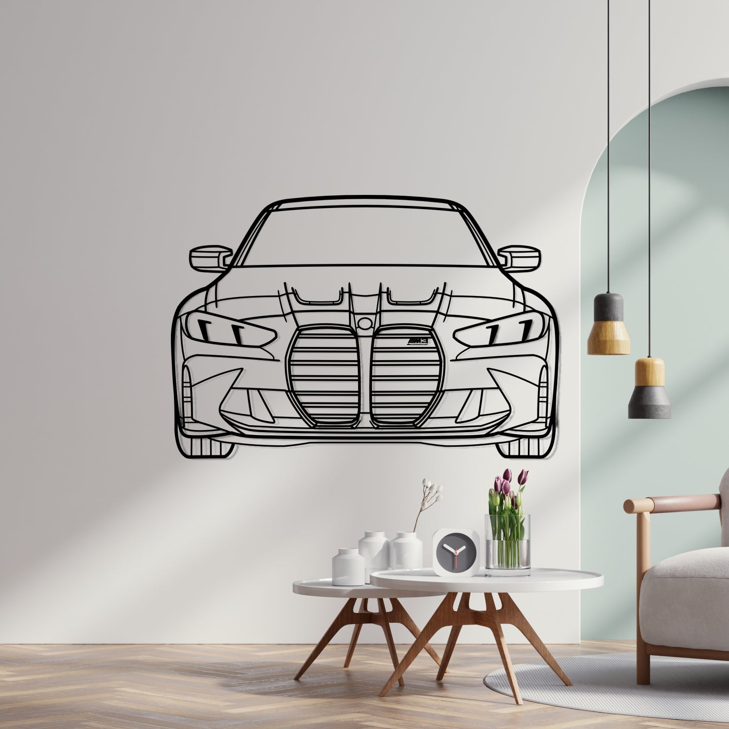 BMW M3 G80 (2025) - Perspetiva Frontal - Silhueta de Metal