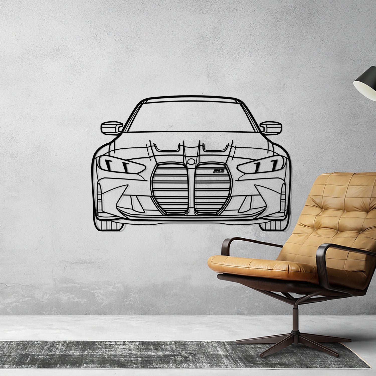 BMW M3 G80 (2025) - Perspetiva Frontal - Silhueta de Metal