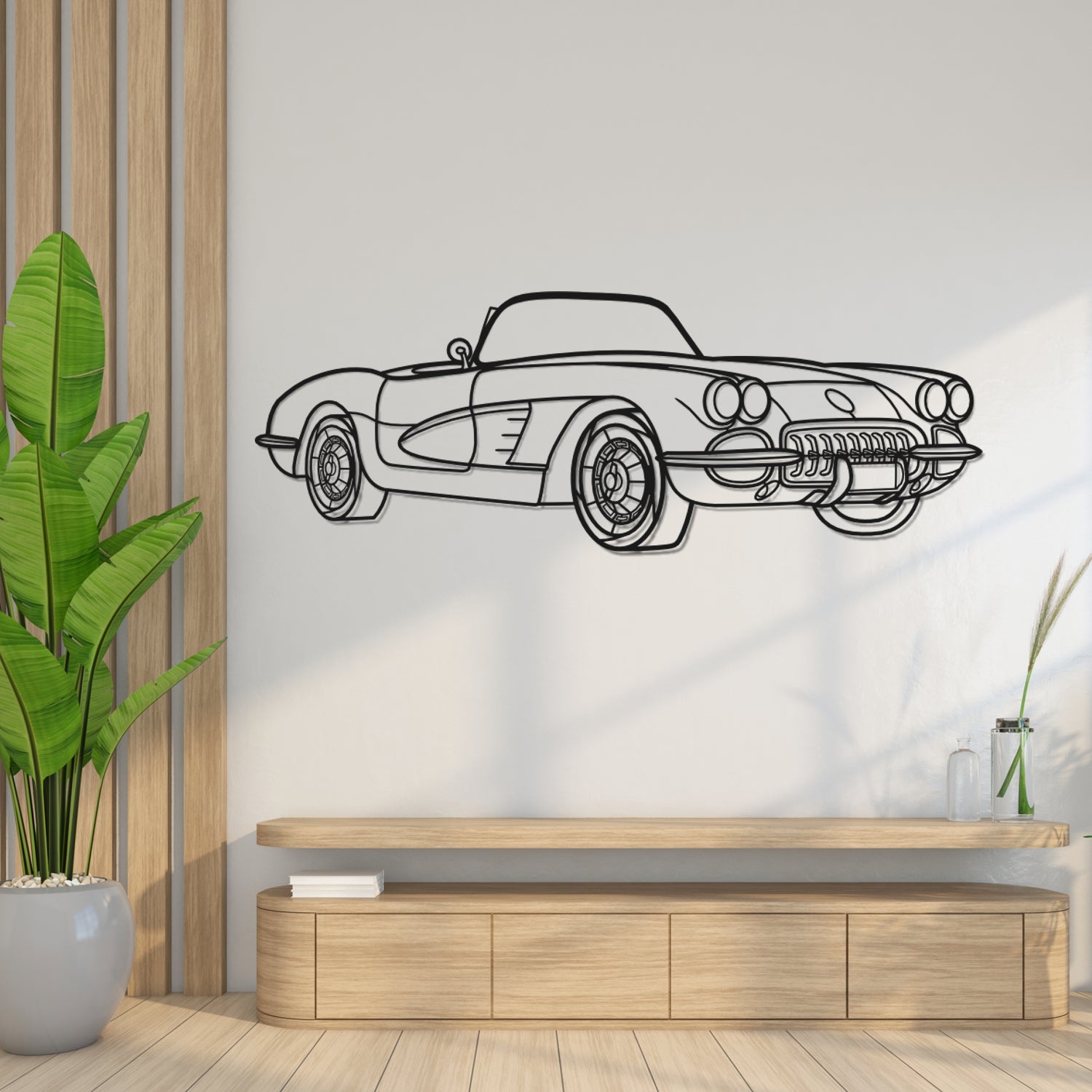 Chevrolet Corvette C1 (1953-1962) - 3D Front Perspective - Metal Silhouette
