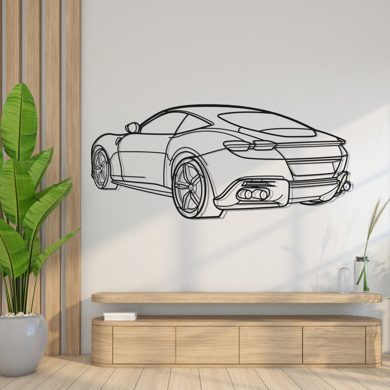 Ferrari Roma (2019-2025) - Rear 3D Perspective - Metal Silhouette