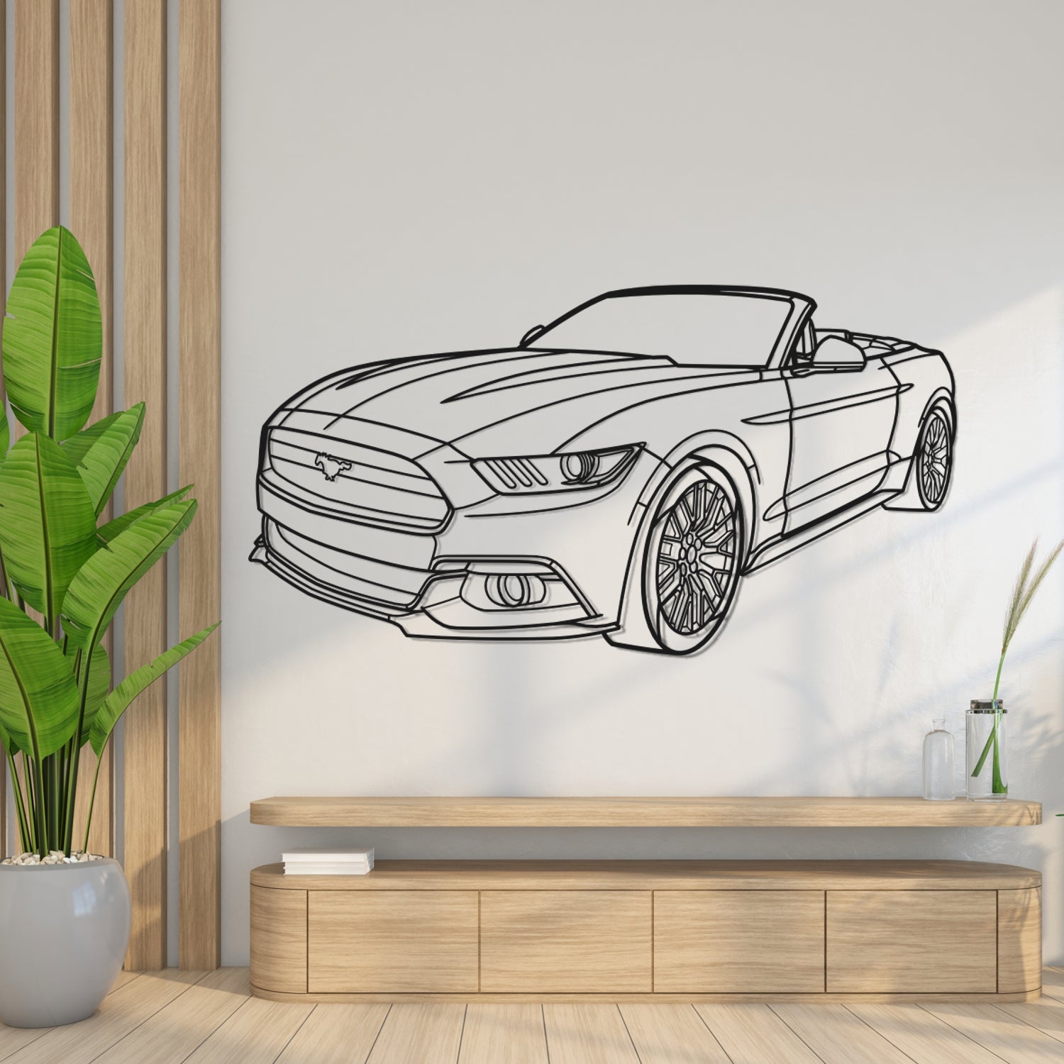 Ford Mustang Cabrio (2017-2023) - Perspetiva 3D Frente - Silhueta de Metal