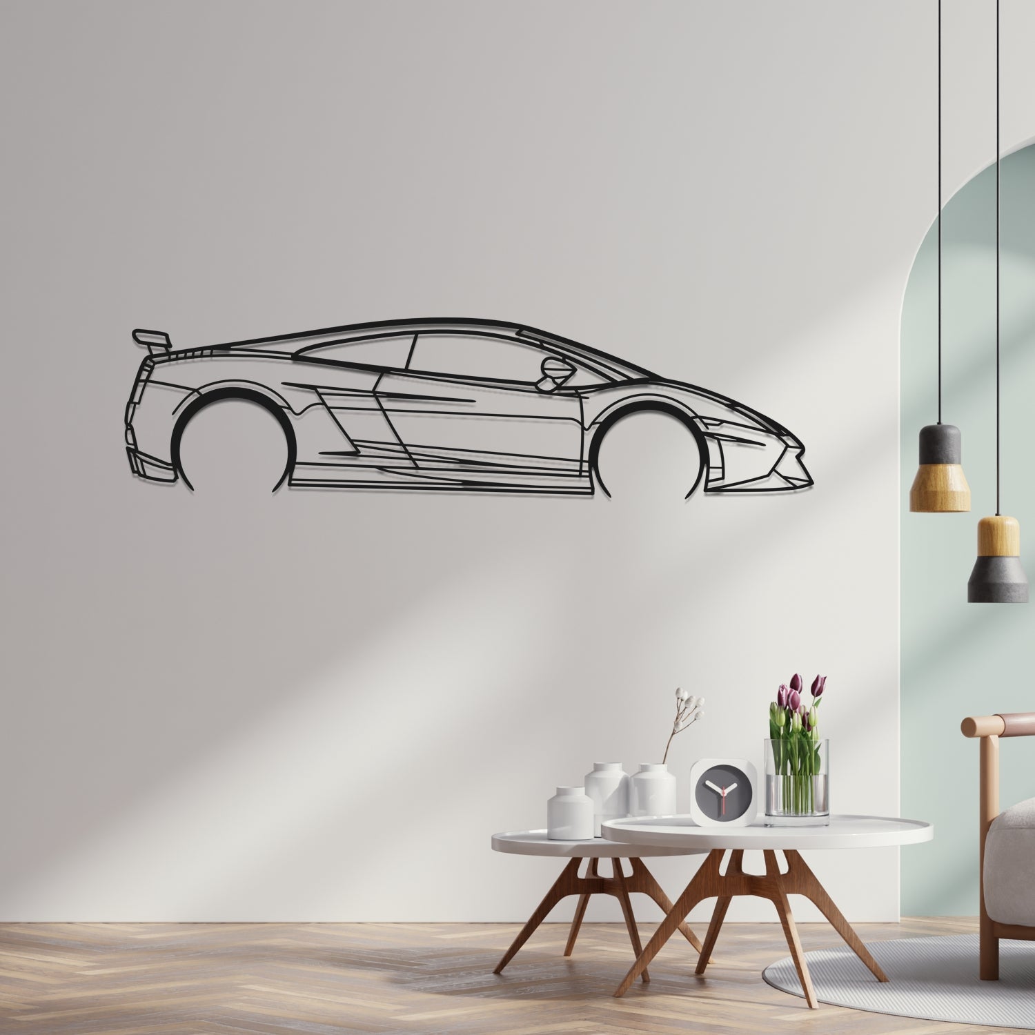 Lamborghini Gallardo Superleggera (2010-2013) – Seitenansicht – Metallsilhouette