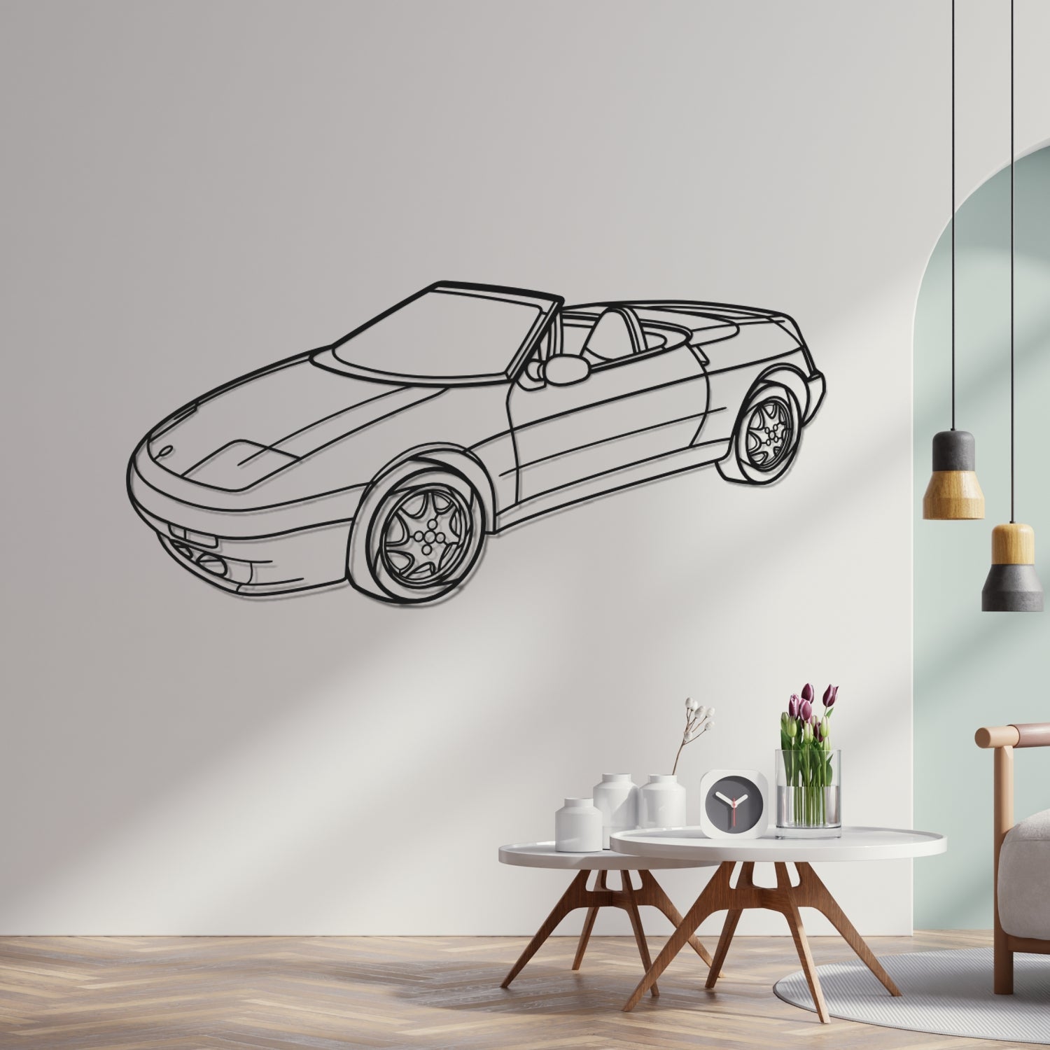 Lotus Elan M100 (1989-1995) - 3D Perspective Front - Metal Silhouette