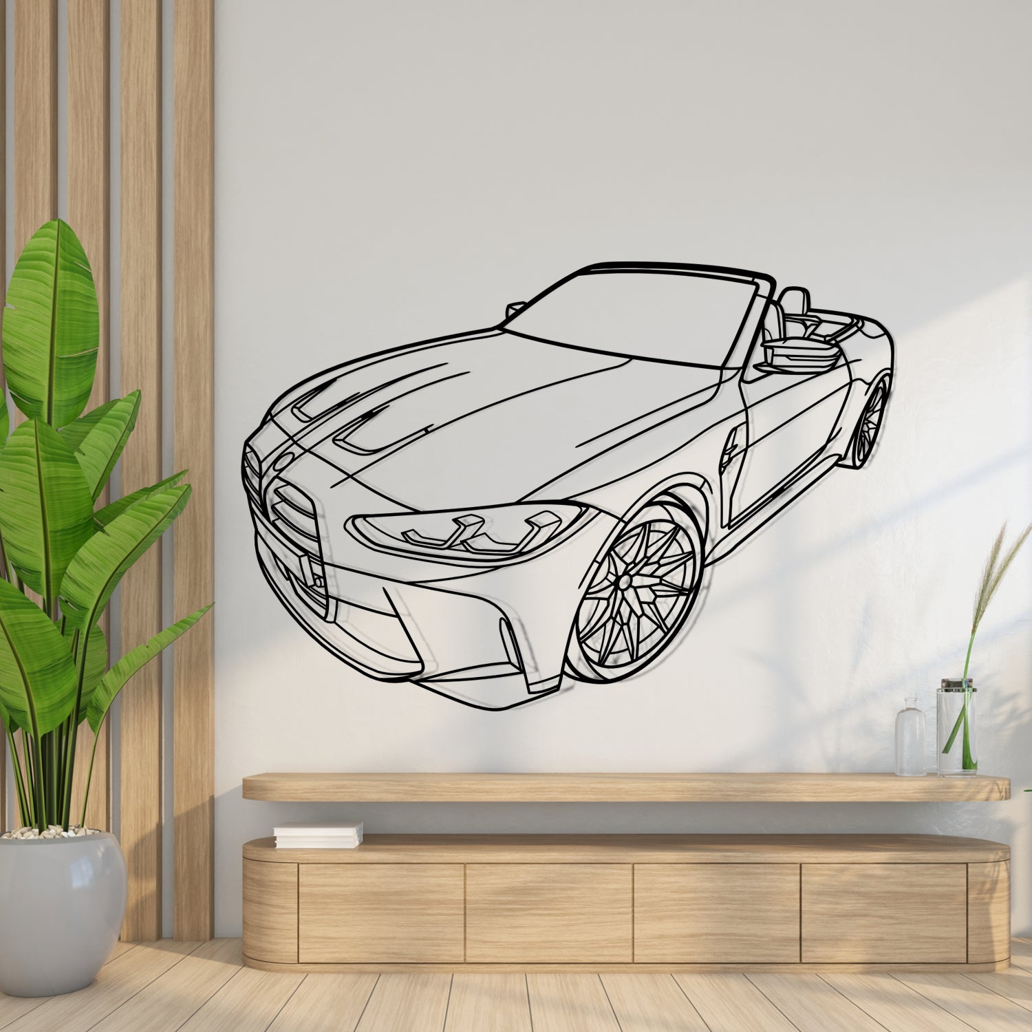 BMW M4 G82 Cabrio (2020-2024) - Perspetiva 3D Frente - Silhueta de Metal