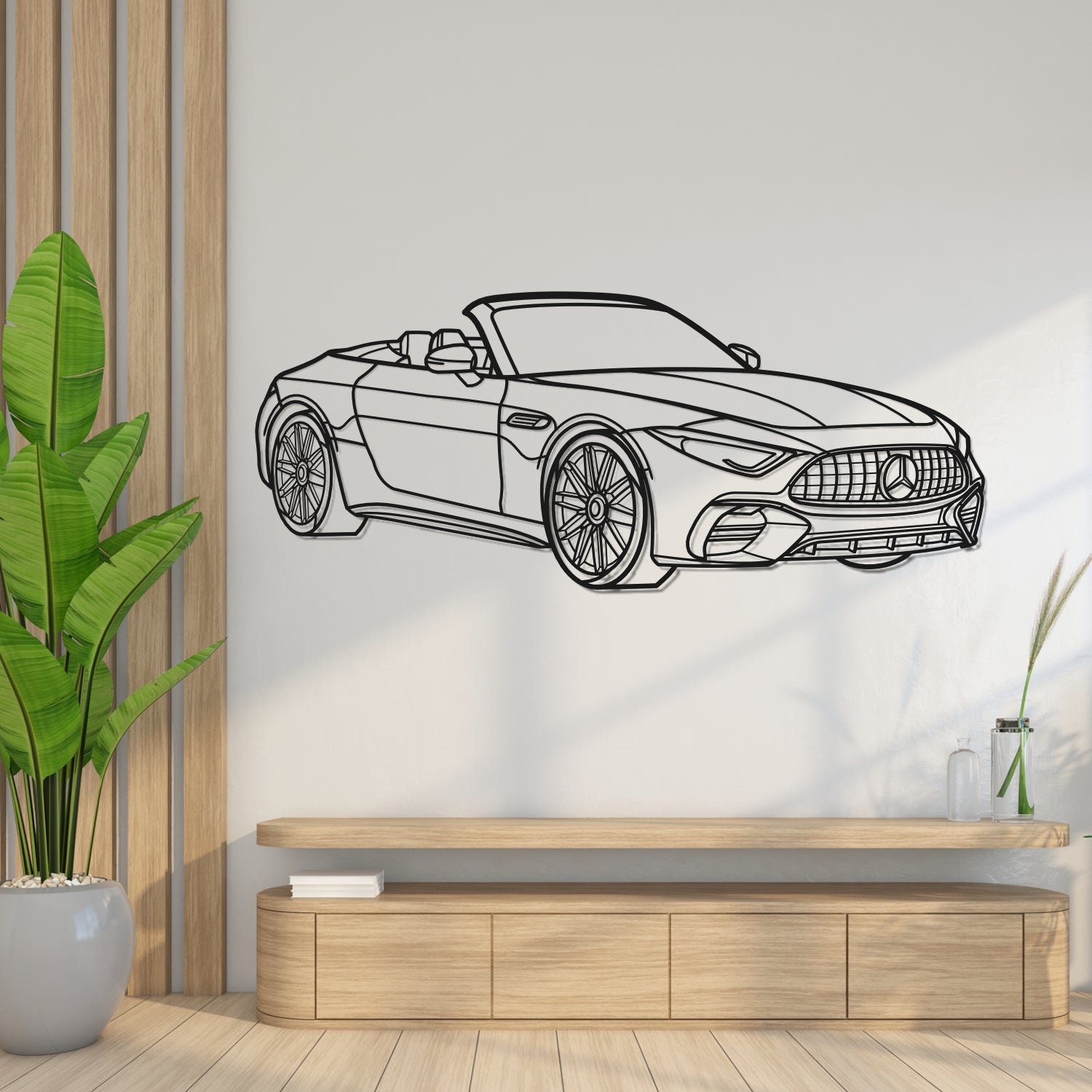 Mercedes SL63 AMG (2022-2025) - 3D Perspective Front - Metal Silhouette