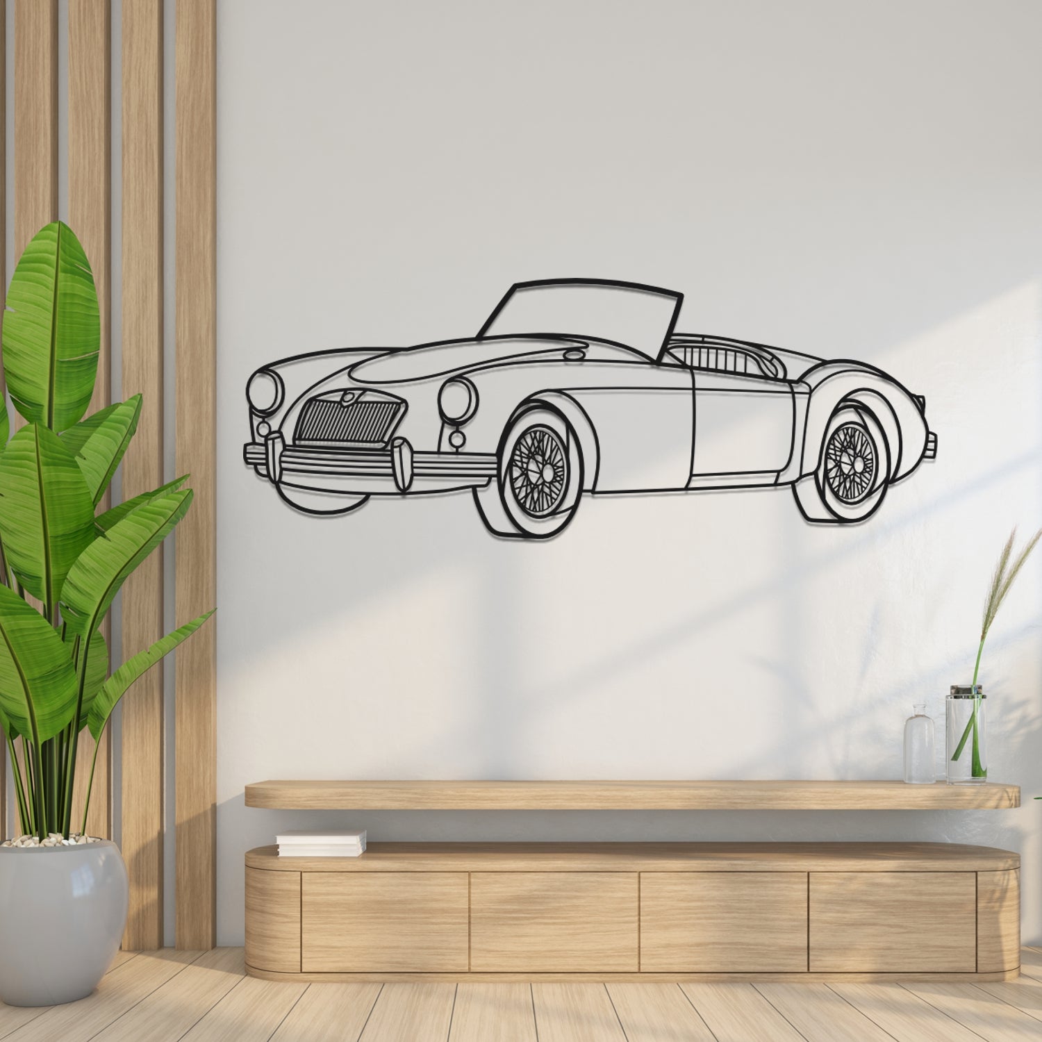MG MGA 1600 (1959-1961) - 3D Front Perspective - Metal Silhouette
