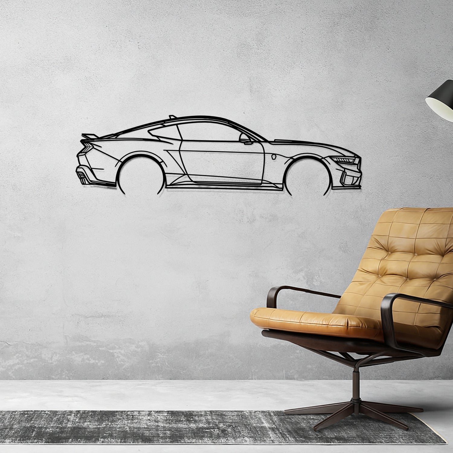 Ford Mustang Dark Horse (2022-2025) - Perspetiva Lateral - Silhueta de Metal