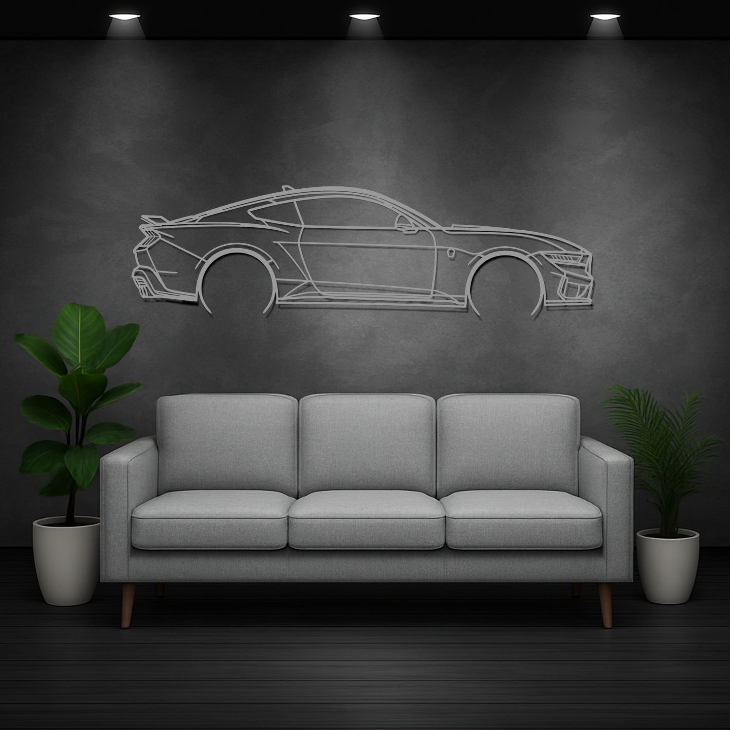 Ford Mustang Dark Horse (2022-2025) - Perspetiva Lateral - Silhueta de Metal