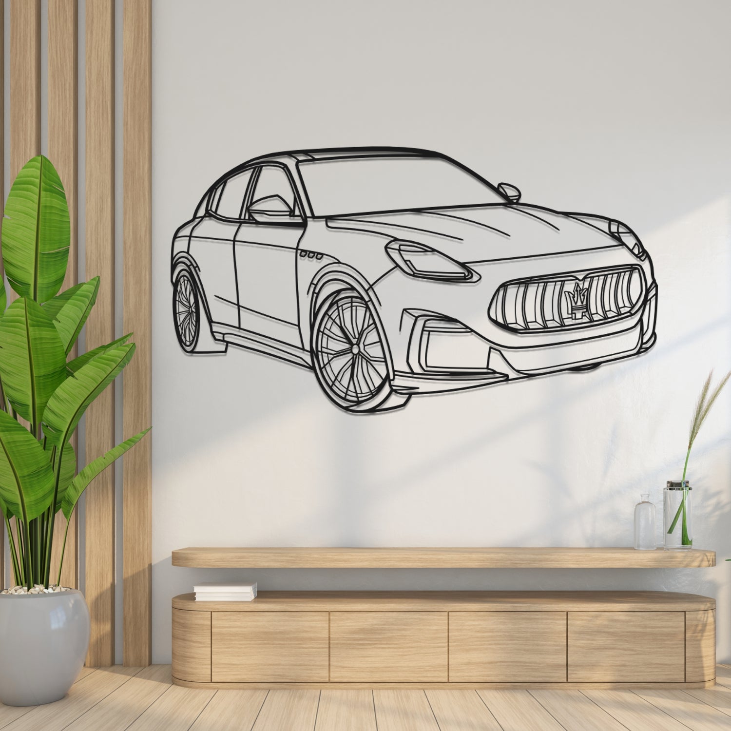 Maserati Grecale Trofeo (2016-2020) - 3D Perspective Front - Metal Silhouette
