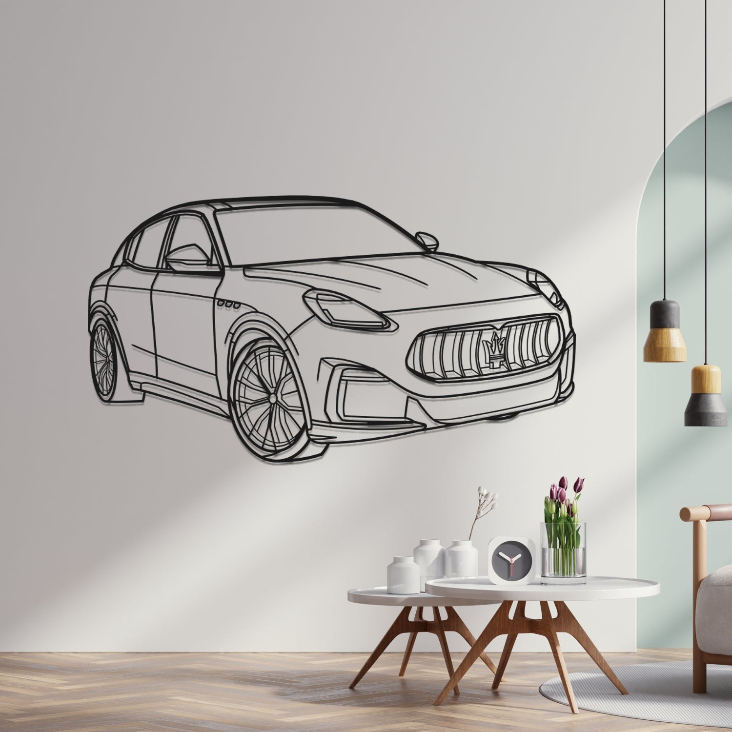 Maserati Grecale Trofeo (2016-2020) - 3D Perspective Front - Metal Silhouette