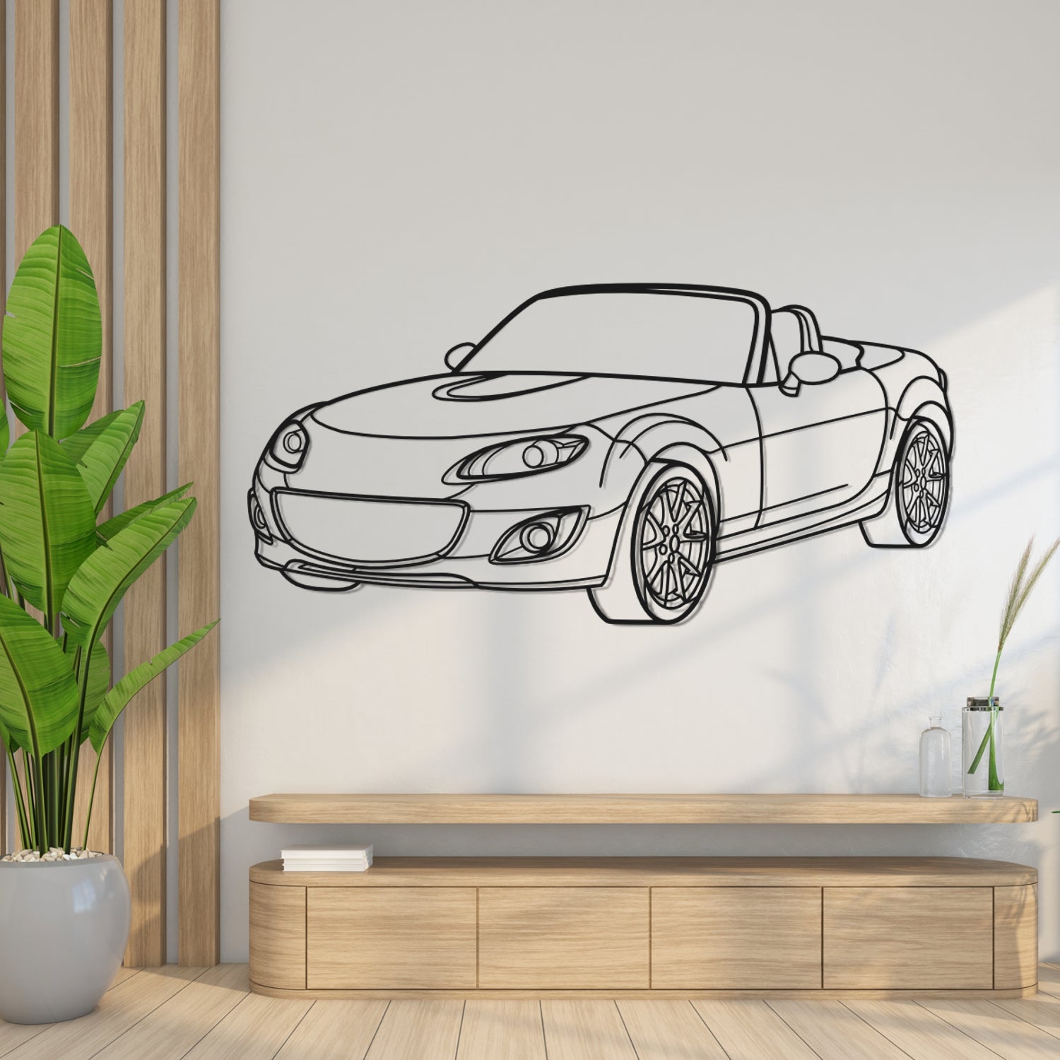 Mazda MX-5 (2008-2015) - 3D Perspective Front - Metal Silhouette