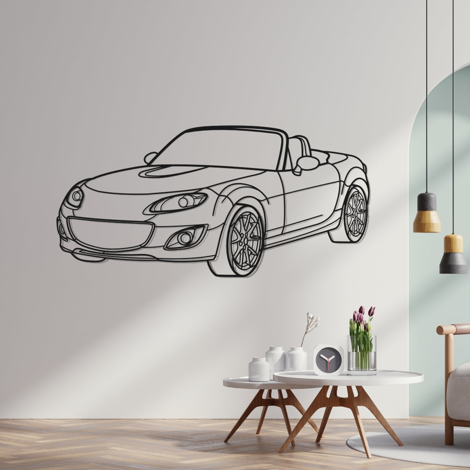 Mazda MX-5 (2008-2015) - 3D Perspective Front - Metal Silhouette