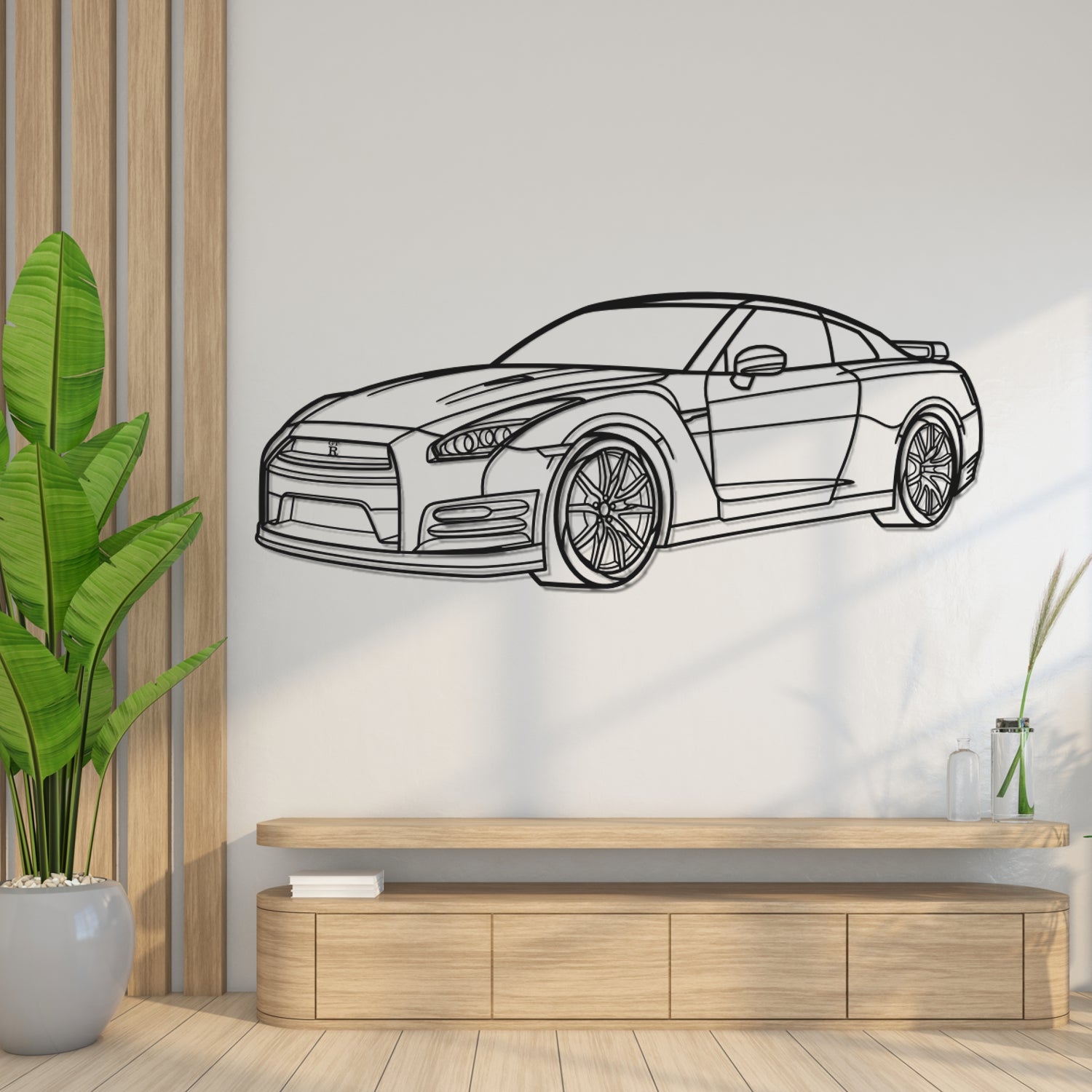 Nissan GT-R R35 (2011-2016) - 3D Perspective Front - Metal Silhouette