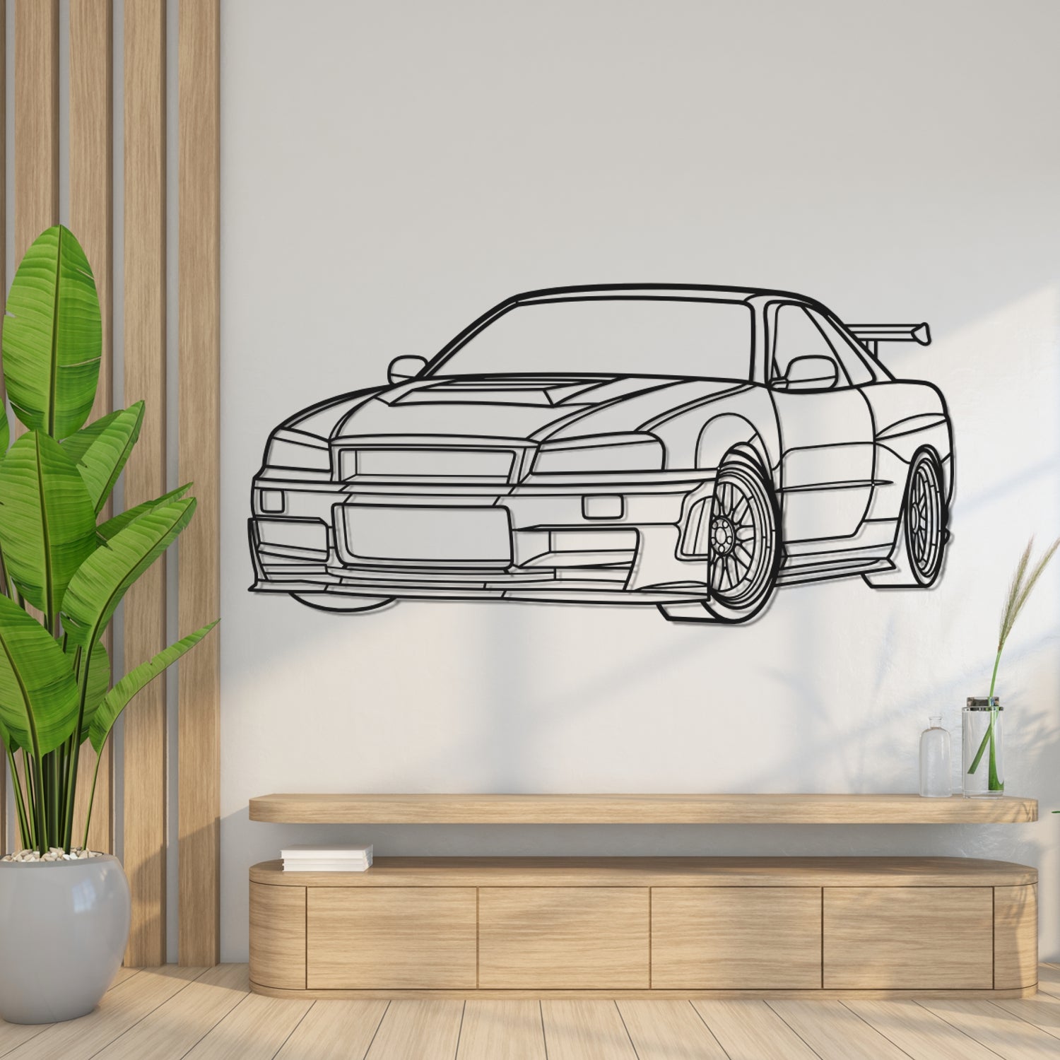Nissan GT-R R34 (1999-2002) - 3D Perspective Front - Metal Silhouette