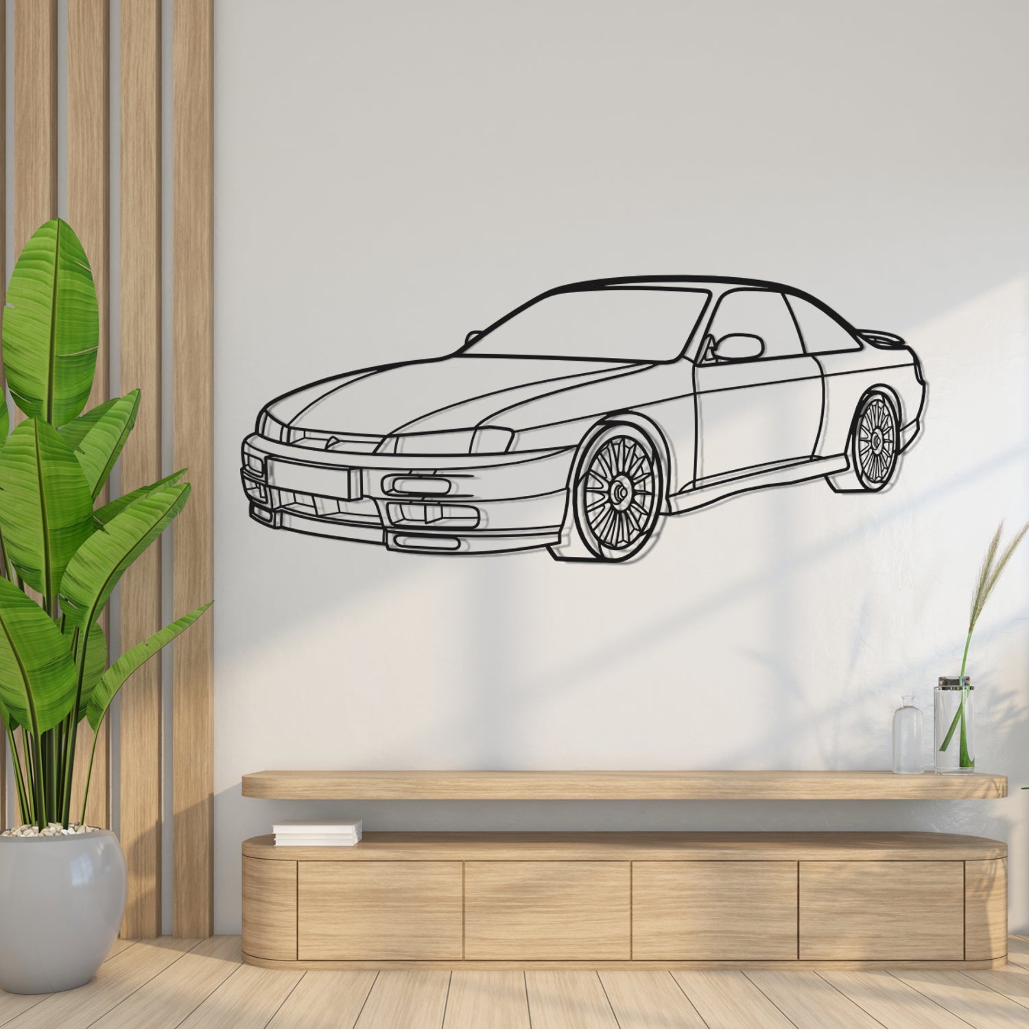 Nissan S14 A edition Z (1996-1998) - Perspetiva 3D Frente - Silhueta de Metal
