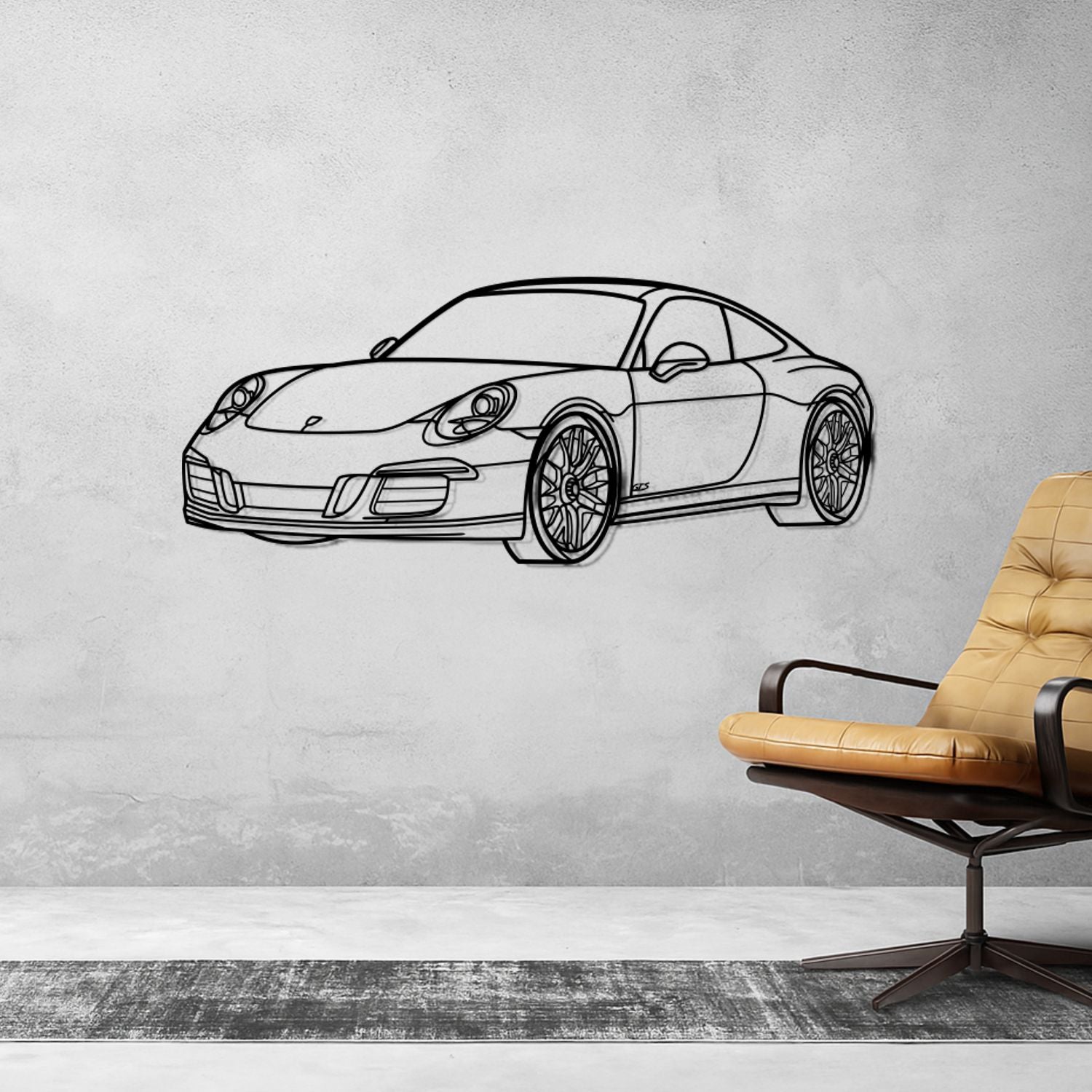 Porsche 911 991.1 Carrera GTS - Perspetiva 3D Frente - Silhueta de Metal