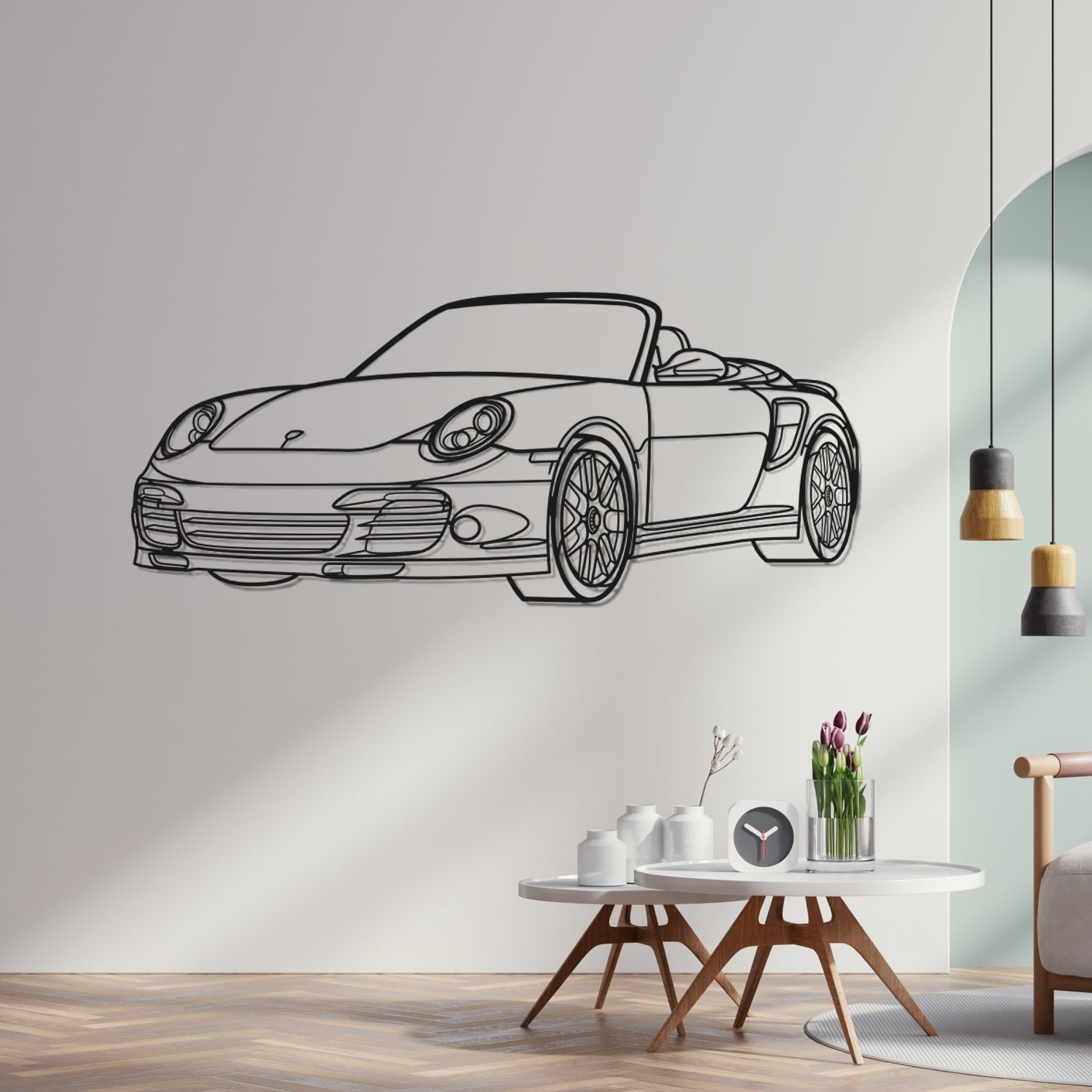 Porsche 911 997.2 Turbo S (2011-2013) - Perspetiva 3D Frente - Silhueta de Metal