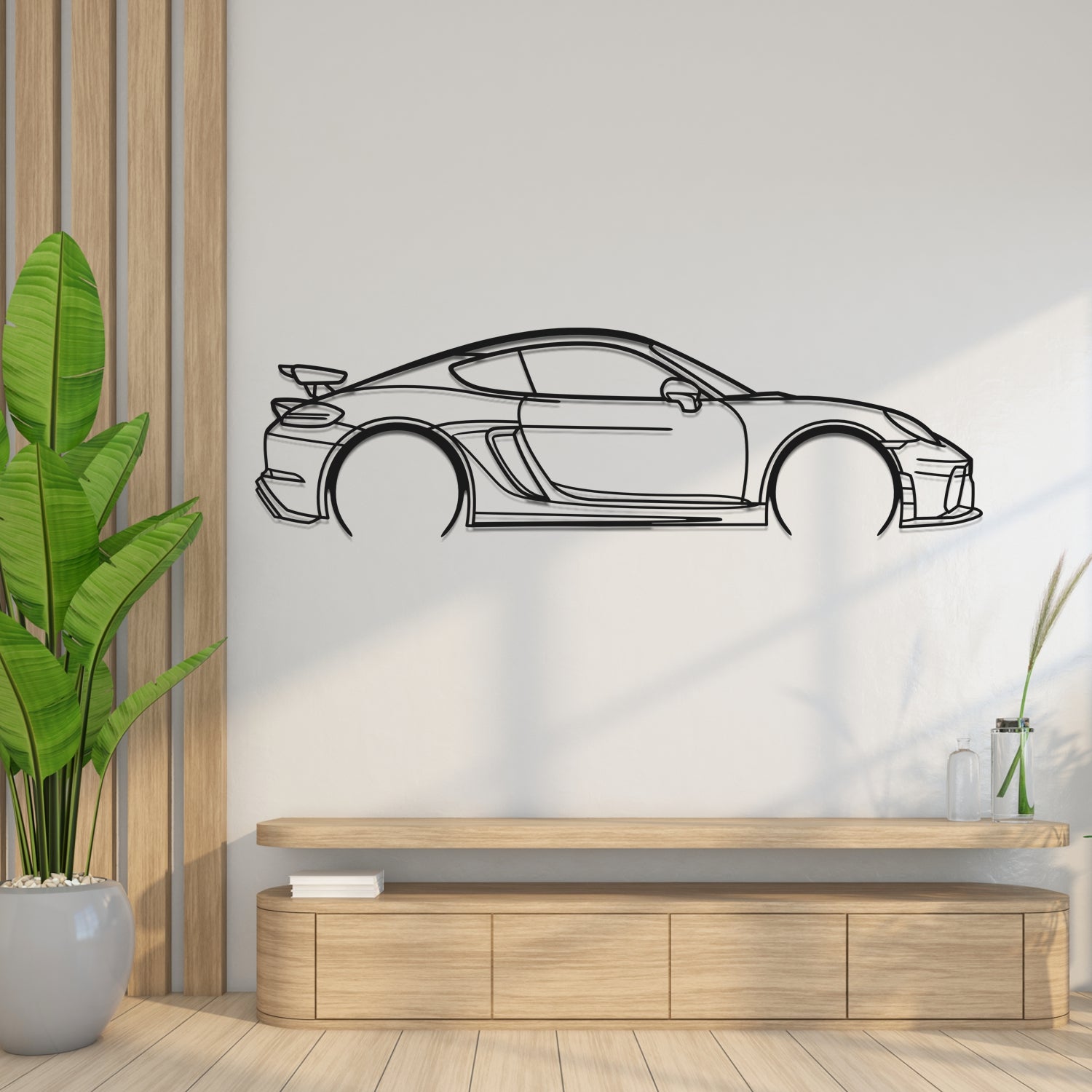 Porsche 718 GT4 (2019-2023) - Side View - Metal Silhouette