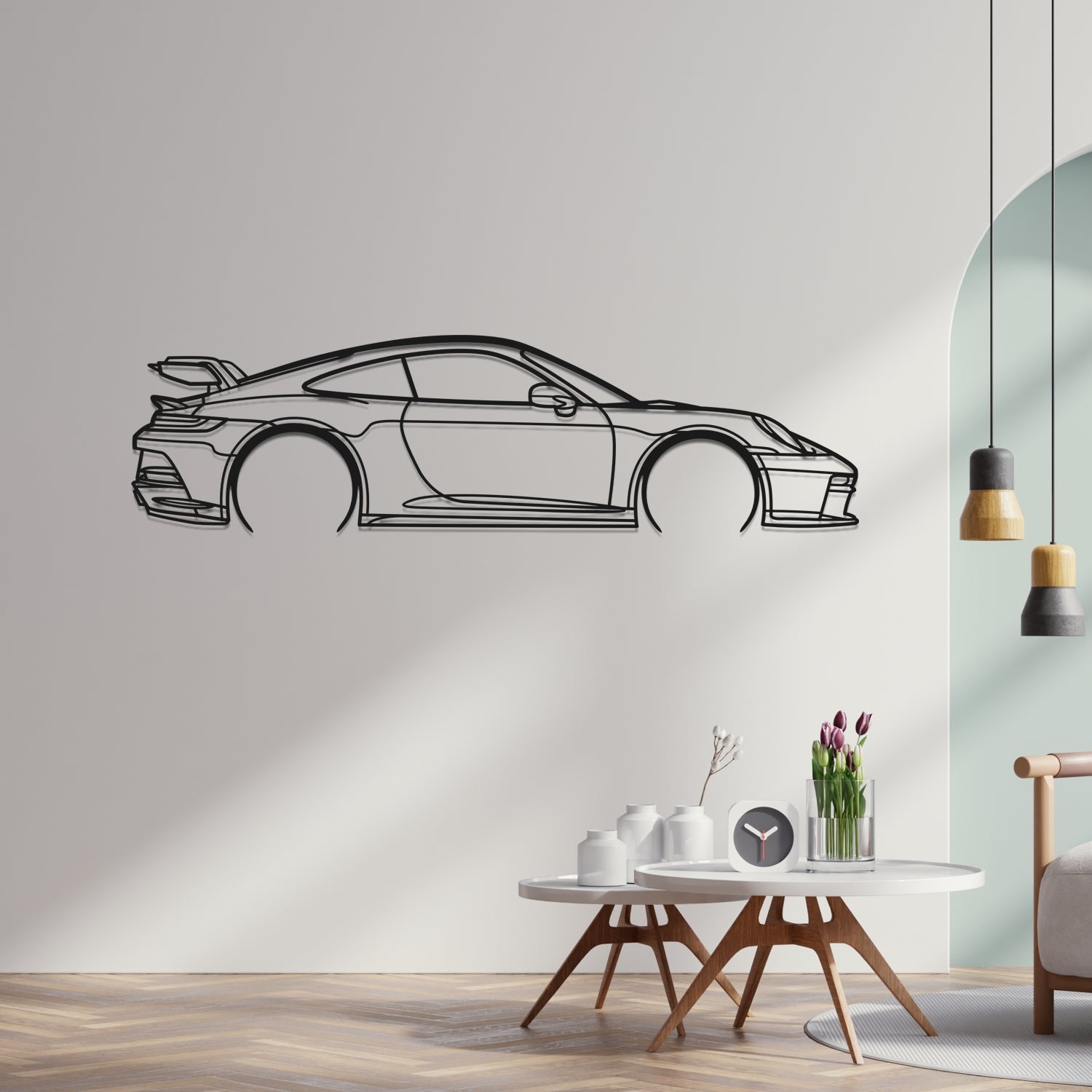 Porsche 911 992.1 GT3 (2019-2024) – Seitenansicht – Metallsilhouette