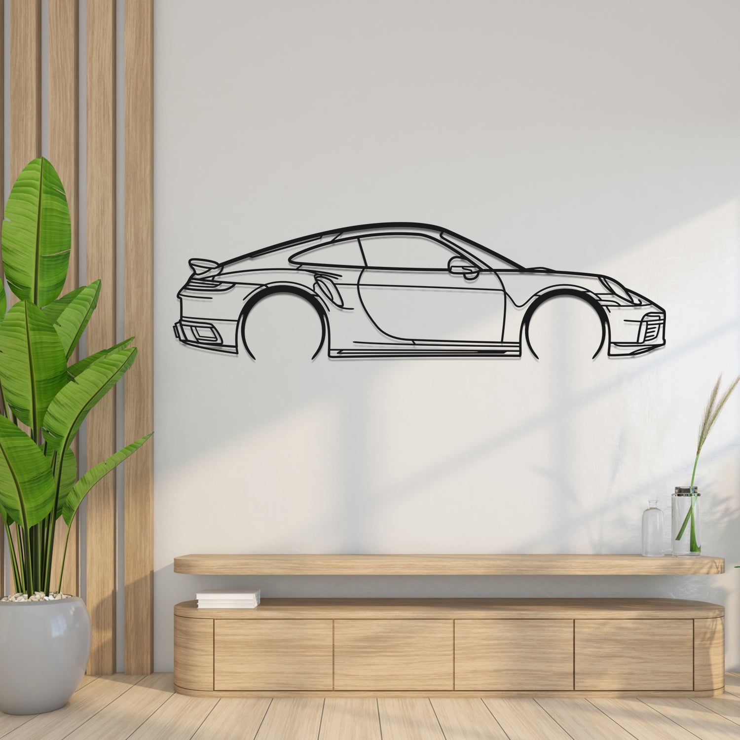 Porsche 911 992 Turbo S (2019-2024) - Perspetiva Lateral - Silhueta de Metal