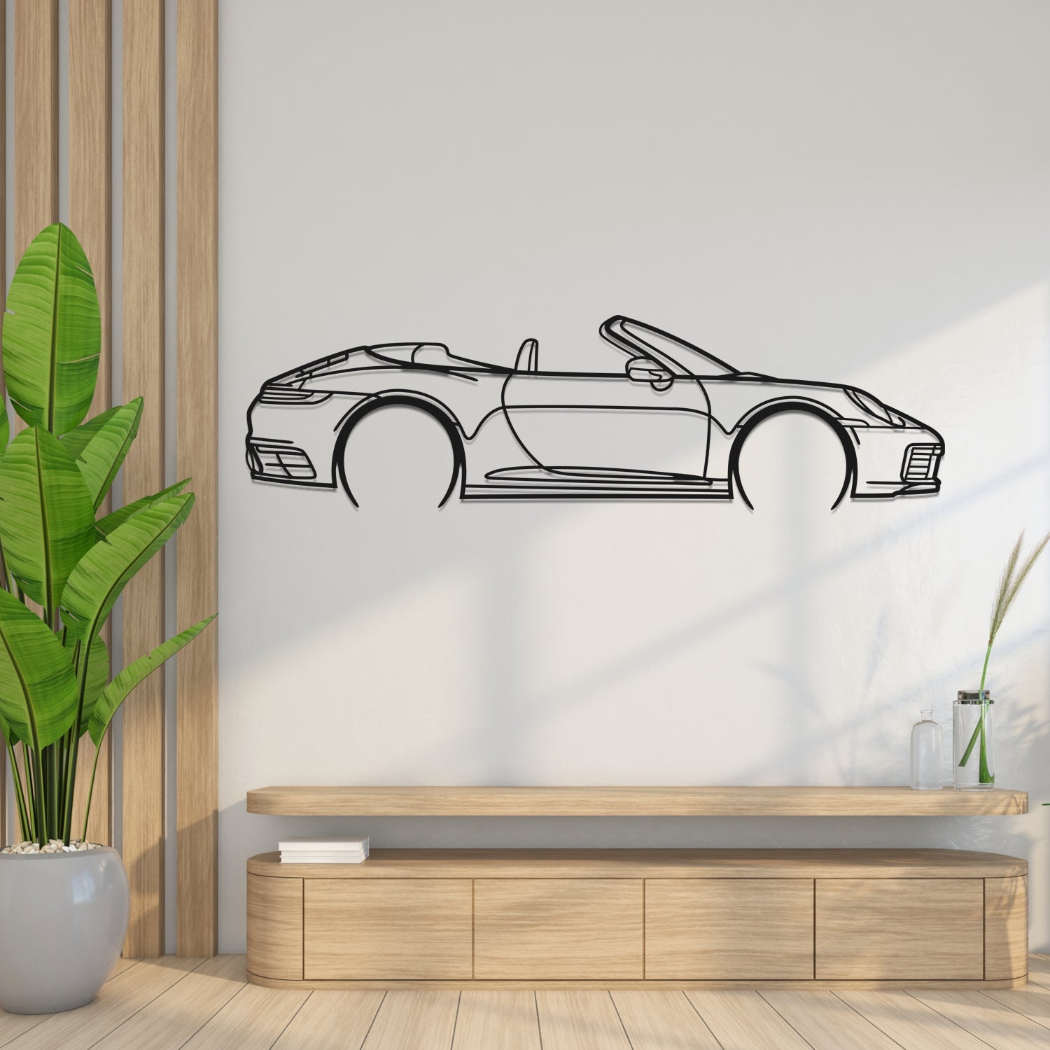 Porsche 991 992 Carrera Cabrio (2019-2024) - Perspetiva Lateral - Silhueta de Metal